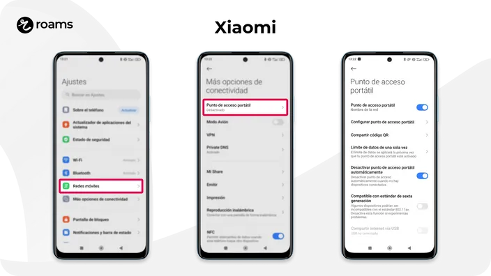 Instrucciones para compartir datos Xiaomi