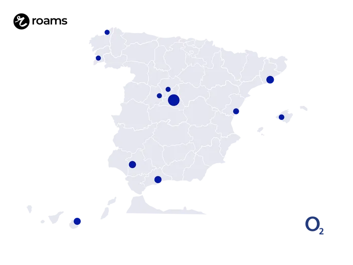 Mapa de cobertura 5G+ de O2
