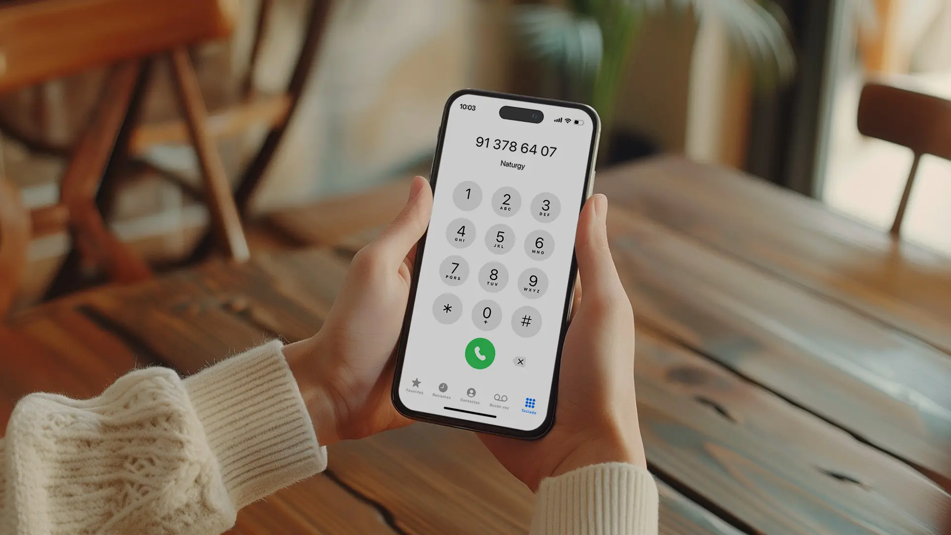 Una persona sujetando un móvil a punto de llamar al 91 378 64 07 para dar de alta el gas con Naturgy. Una persona sujetando un móvil a punto de llamar al 91 378 64 07 para dar de alta el gas con Naturgy.