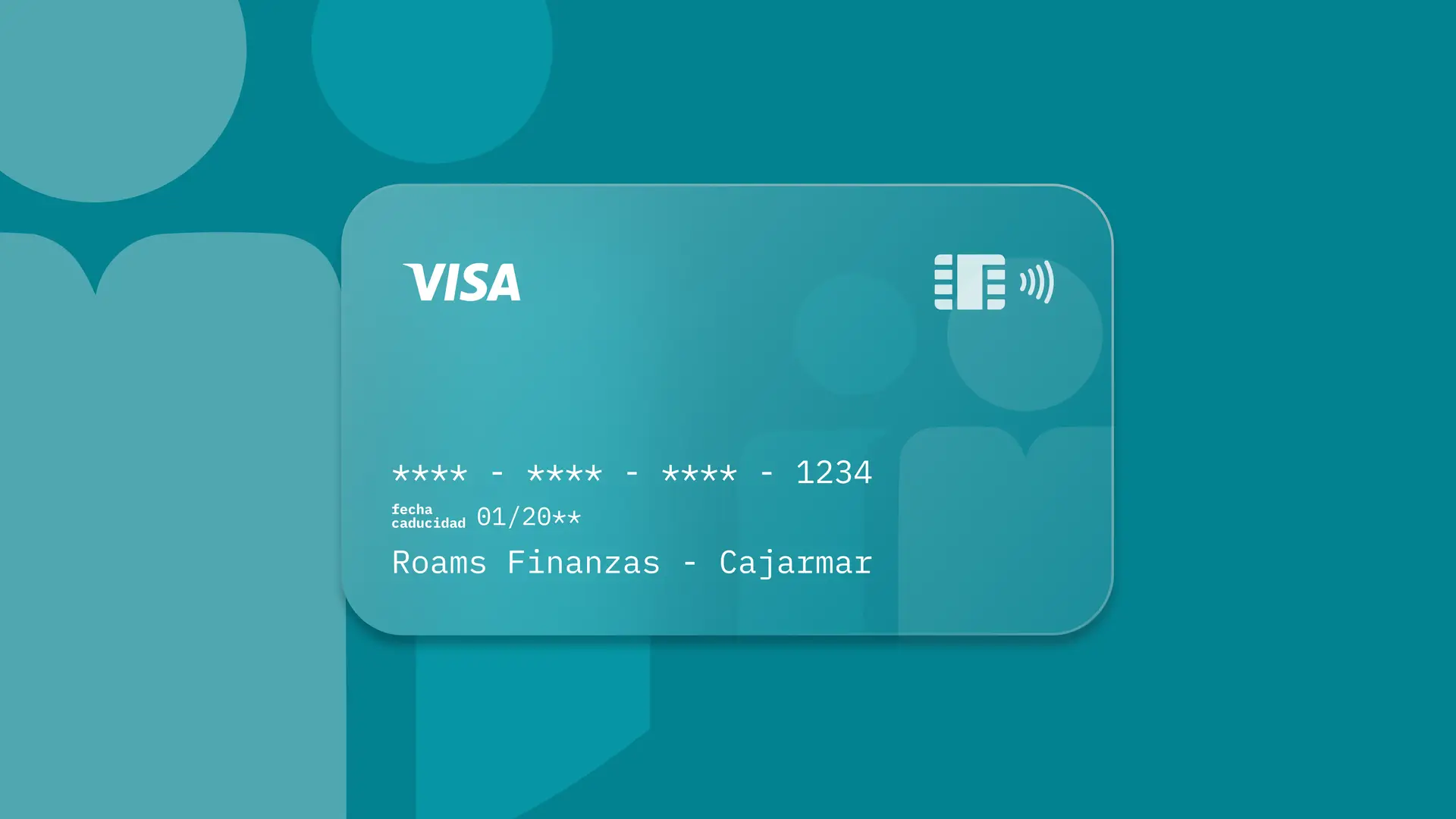 Simulación de una tarjeta de la entidad financiera Cajamar creada por Roams.