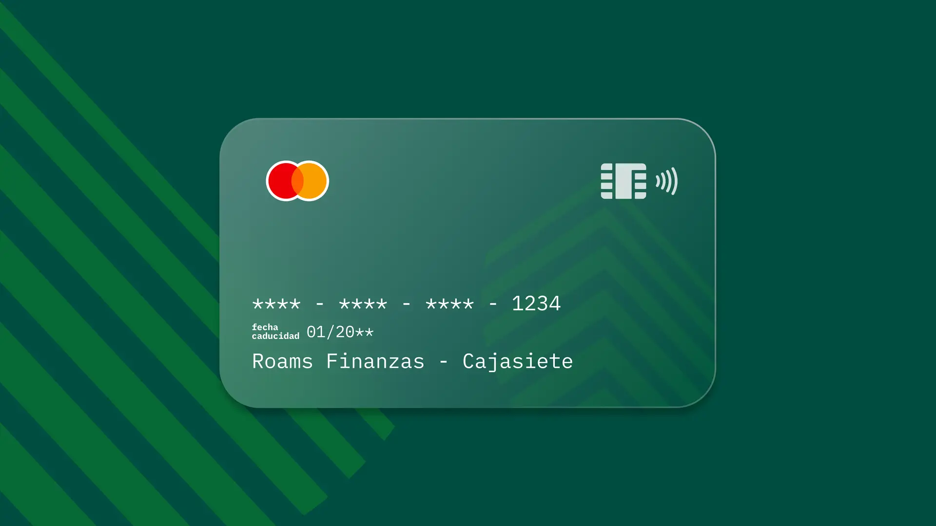 Simulación de una tarjeta de la entidad financiera Cajasiete creada por Roams.