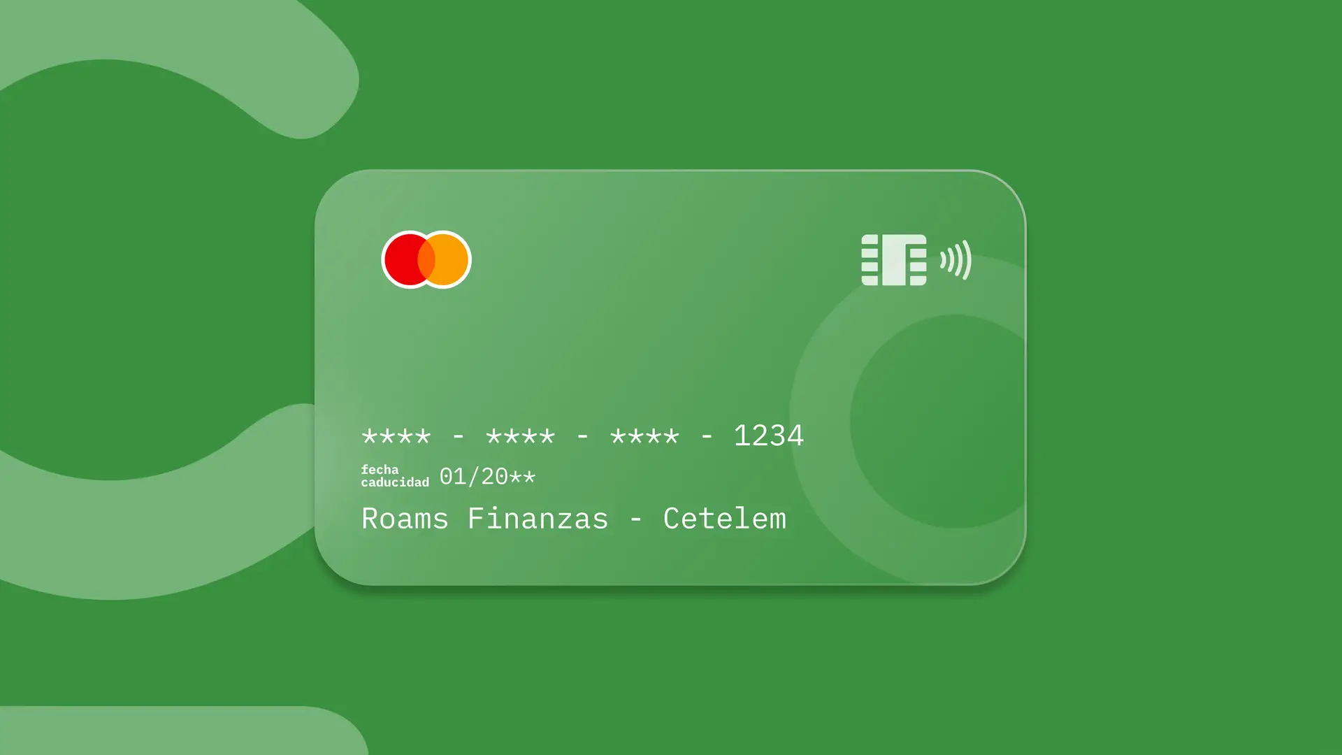 Simulación de una tarjeta de la entidad financiera Cetelem creada por Roams.