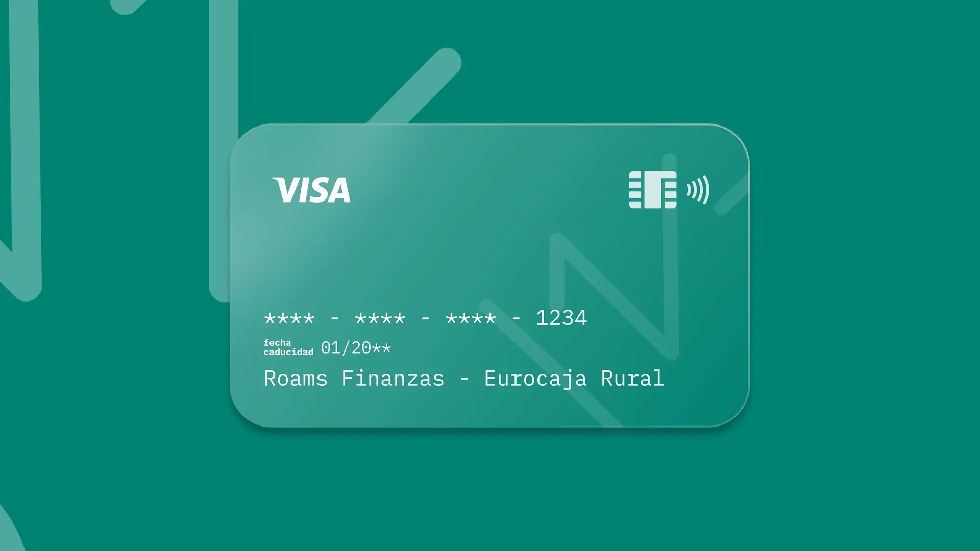 Simulación de una tarjeta de la entidad financiera Eurocaja creada por Roams.
