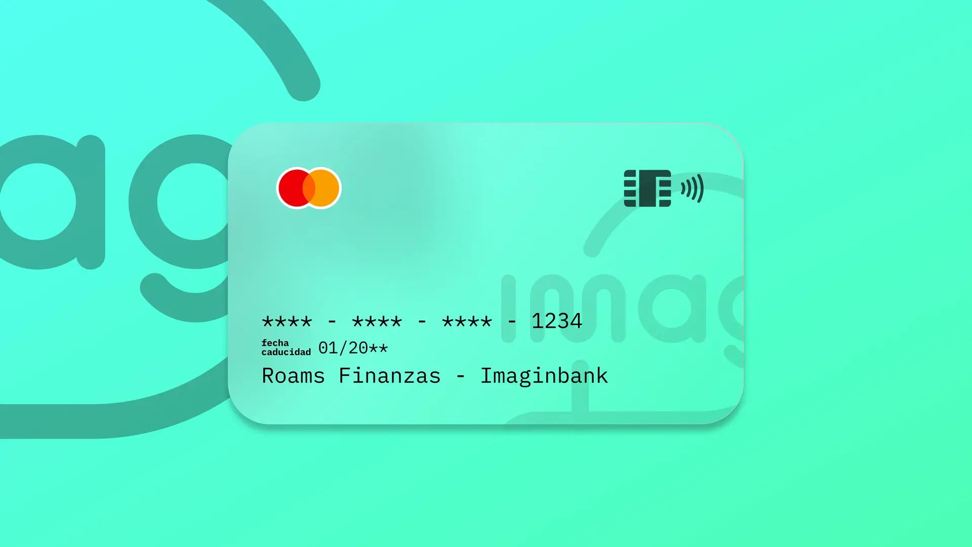 Simulación de una tarjeta de la entidad financiera Imaginbank creada por Roams. Simulación de una tarjeta de la entidad financiera Imaginbank creada por Roams.