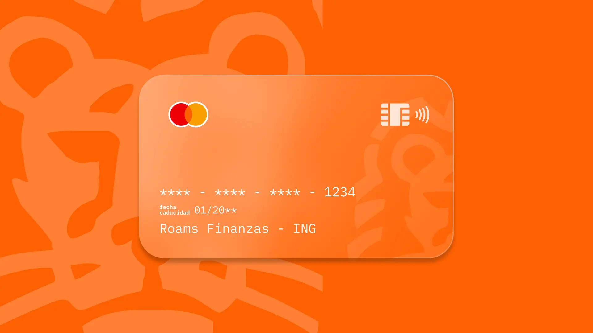 Simulación de una tarjeta de la entidad financiera ING creada por Roams. Simulación de una tarjeta de la entidad financiera ING creada por Roams.
