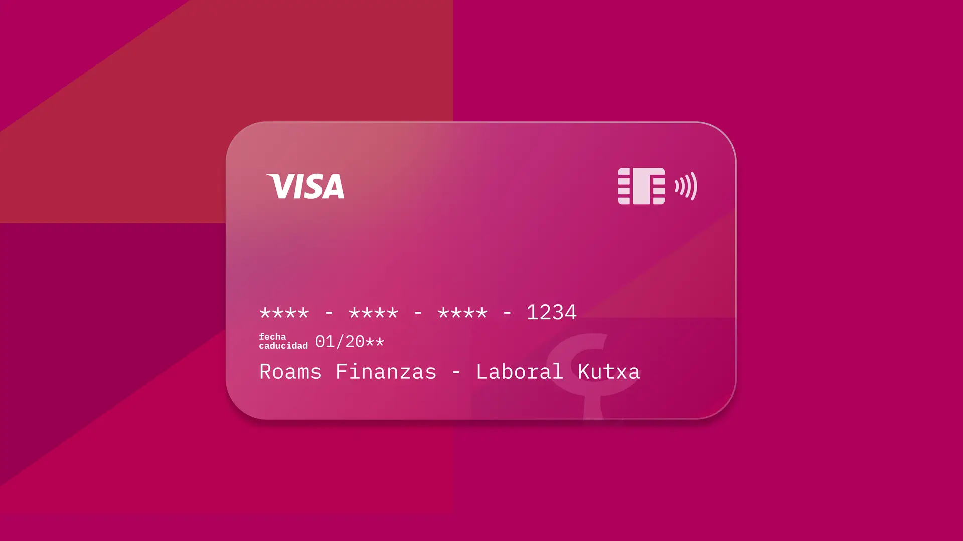Simulación de una tarjeta de la entidad financiera Laboral Kutxa creada por Roams.