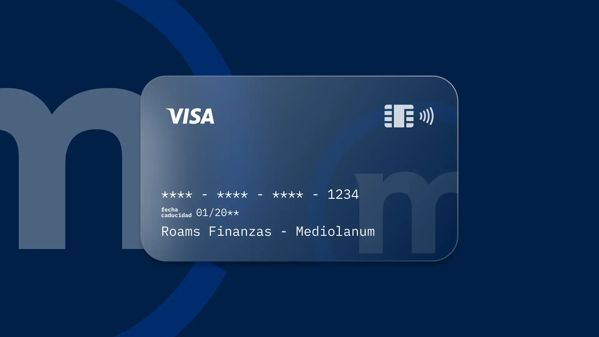 Simulación de una tarjeta de la entidad financiera Mediolanum creada por Roams. Simulación de una tarjeta de la entidad financiera Mediolanum creada por Roams.