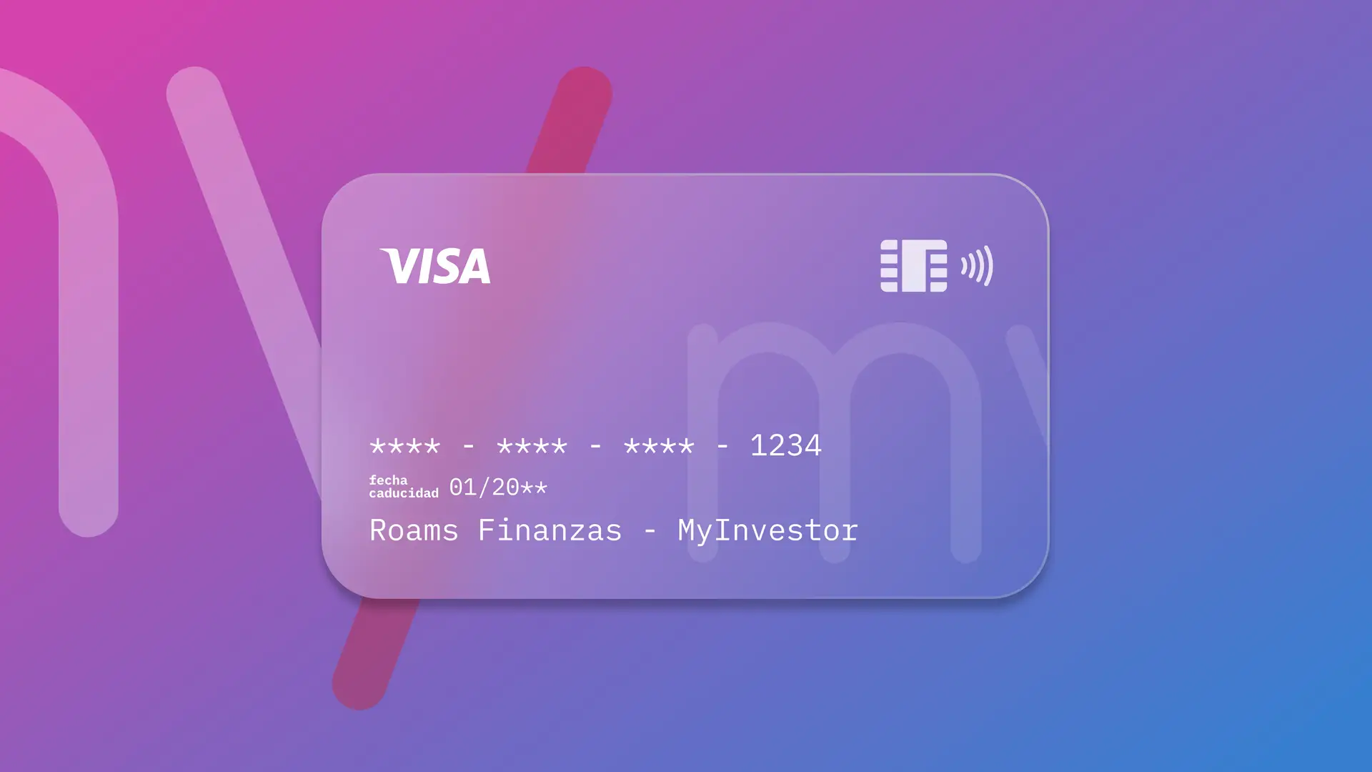 Simulación de una tarjeta de la entidad financiera MyInvestor creada por Roams. Simulación de una tarjeta de la entidad financiera MyInvestor creada por Roams.