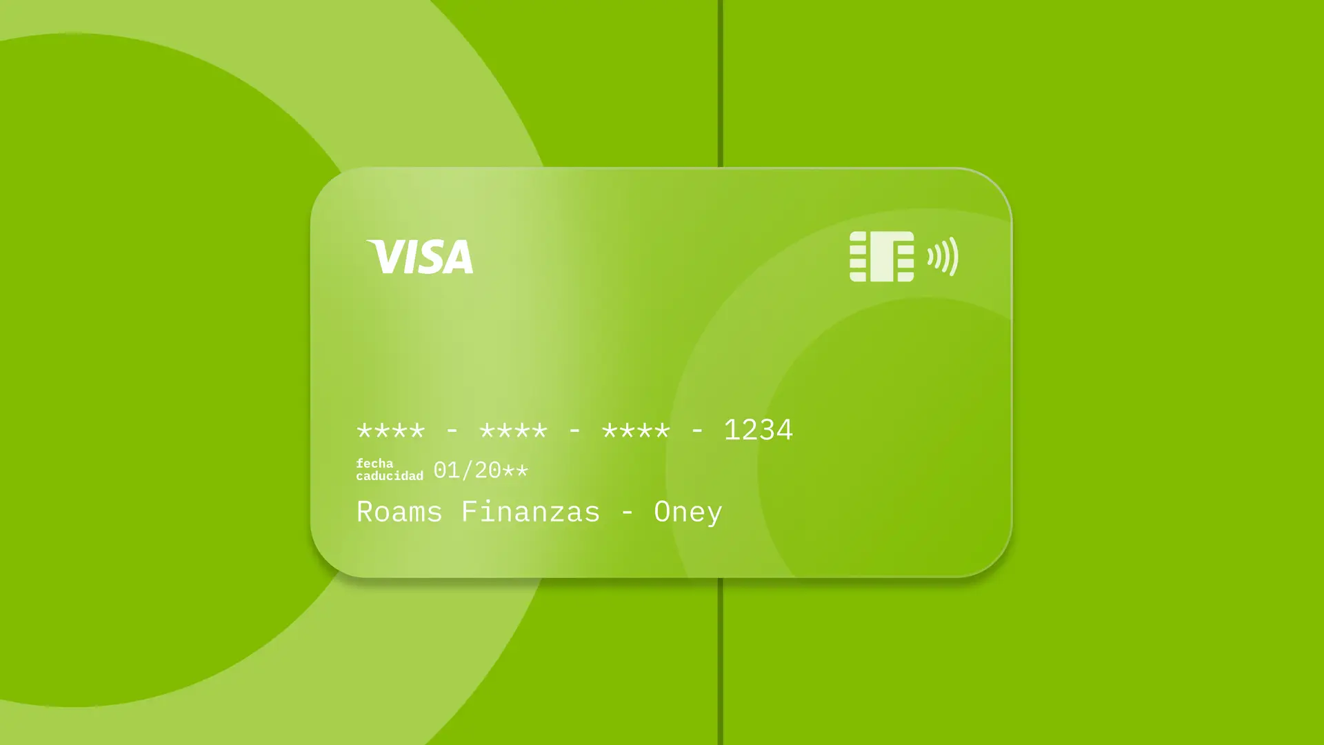 Simulación de una tarjeta de la entidad financiera Oney creada por Roams.