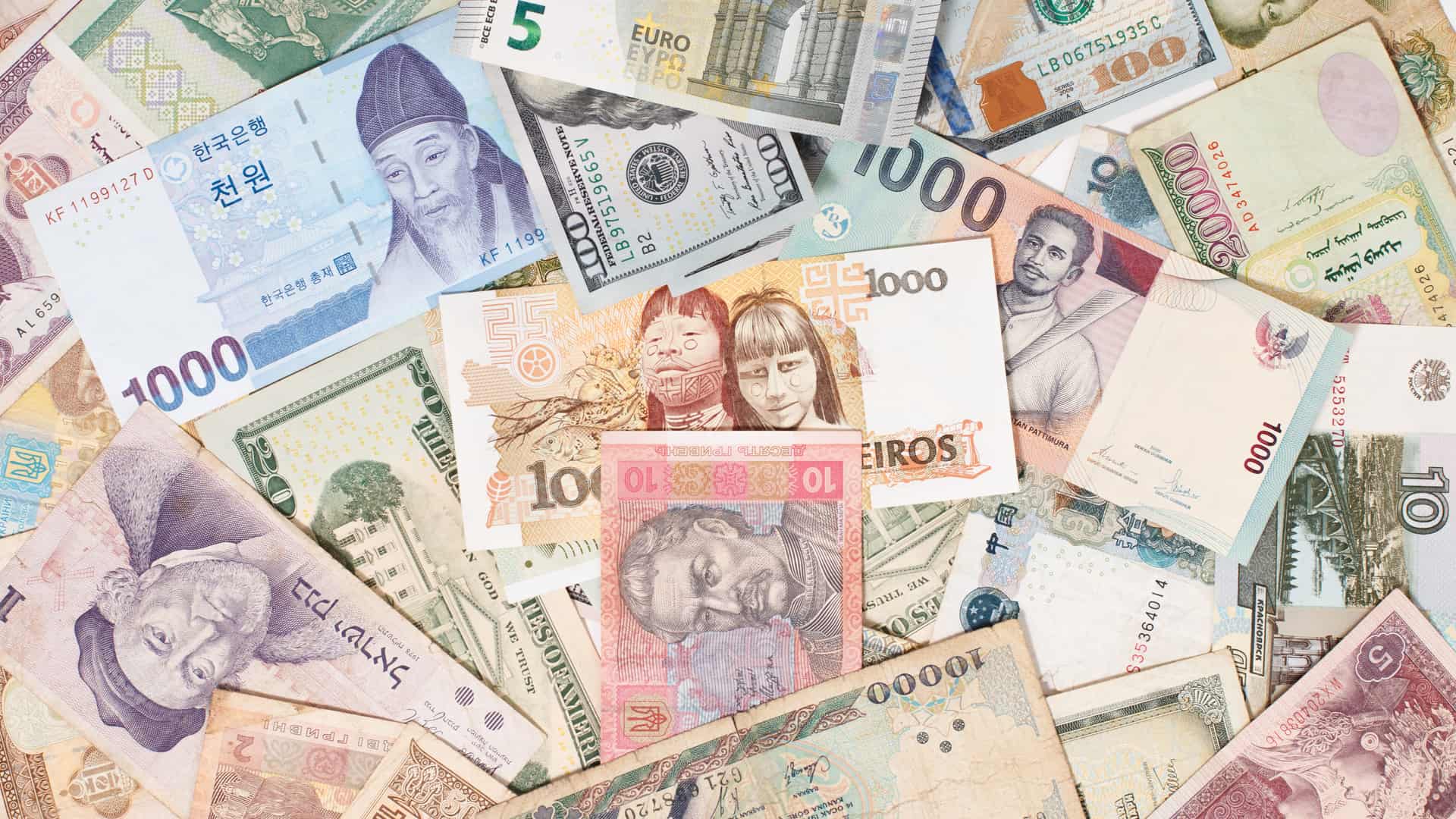 Diferentes billetes del mundo representa cambio de divisas revolut Diferentes billetes del mundo representa cambio de divisas revolut