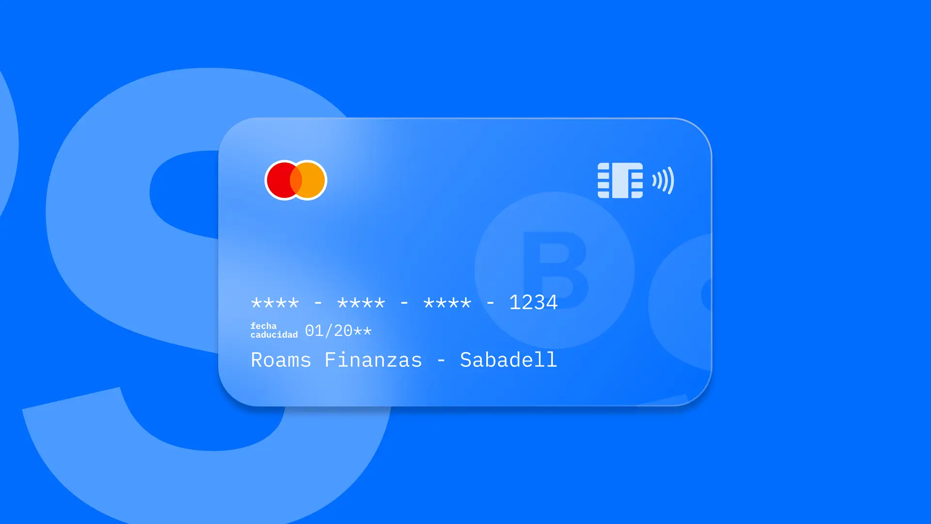 Simulación de una tarjeta de la entidad financiera Sabadell creada por Roams. Simulación de una tarjeta de la entidad financiera Sabadell creada por Roams.