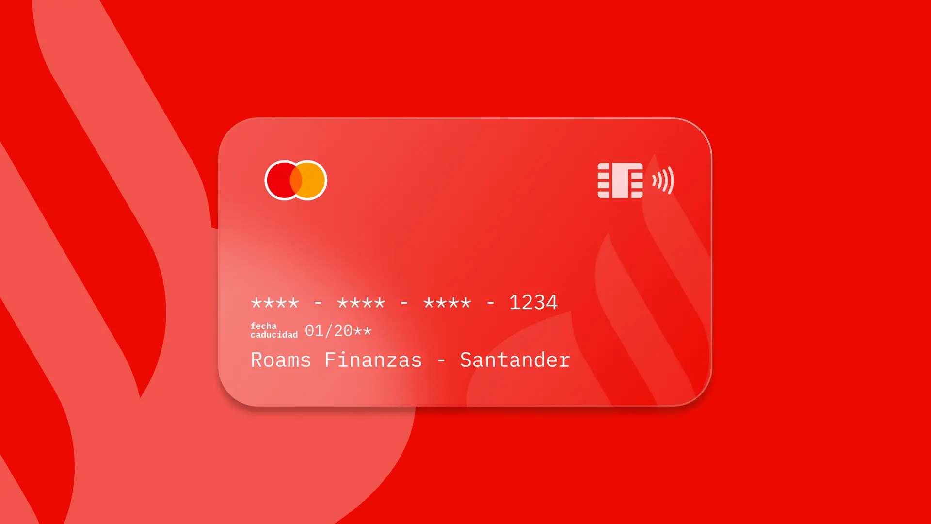 Simulación de una tarjeta de la entidad financiera Santander creada por Roams. Simulación de una tarjeta de la entidad financiera Santander creada por Roams.