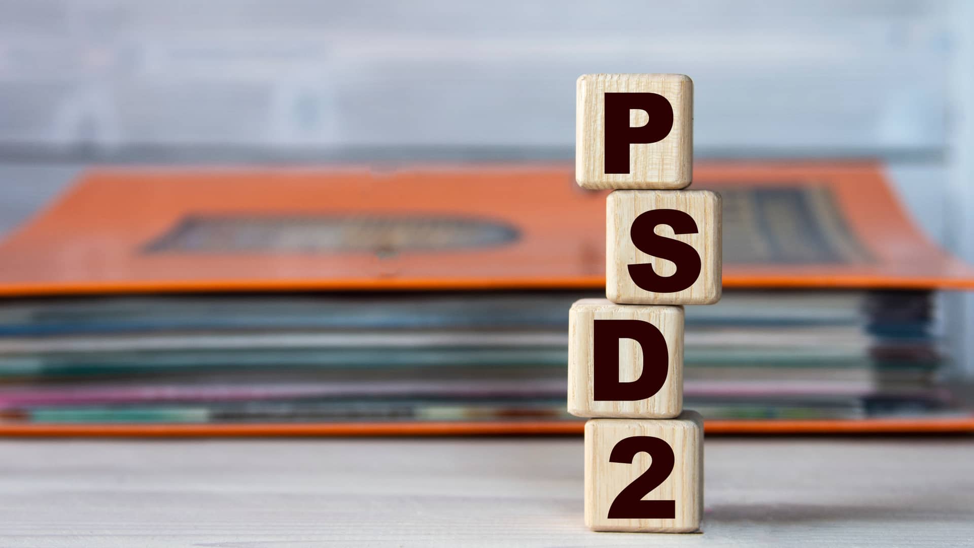 Dados de madera formando la palabra psd2 de los pagos Dados de madera formando la palabra psd2 de los pagos