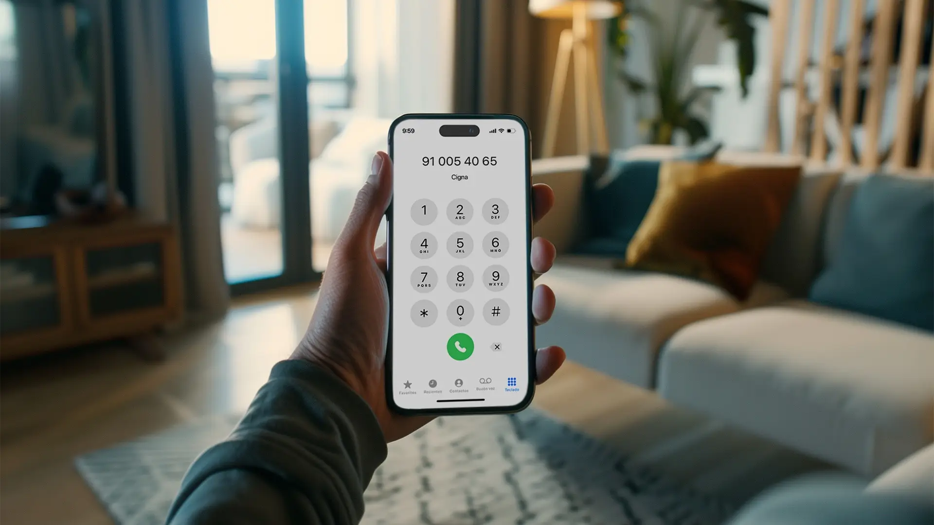 Pantalla de un móvil llamando al teléfono de Cigna que es el 91 005 40 65. Pantalla de un móvil llamando al teléfono de Cigna que es el 91 005 40 65.