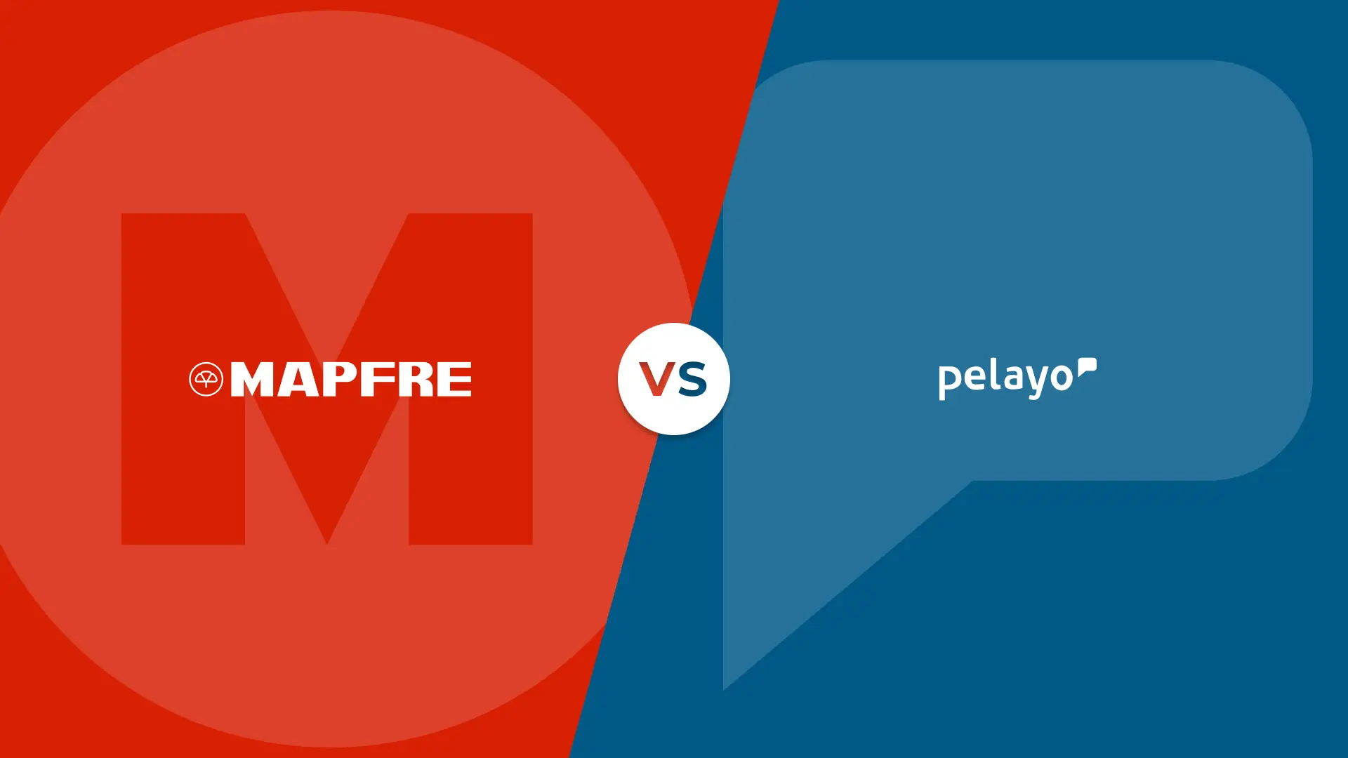 Logotipos y colores corporatipos de Mapfre y Pelayo en un versus de comparativa de las aseguradoras.