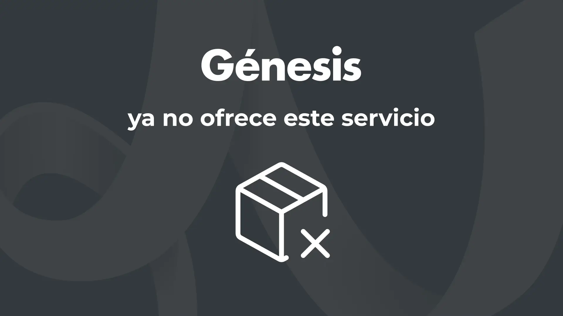 Una caja de cartón con una cruz que explica que Génesis ya no ofrece seguros de decesos. Una caja de cartón con una cruz que explica que Génesis ya no ofrece seguros de decesos.