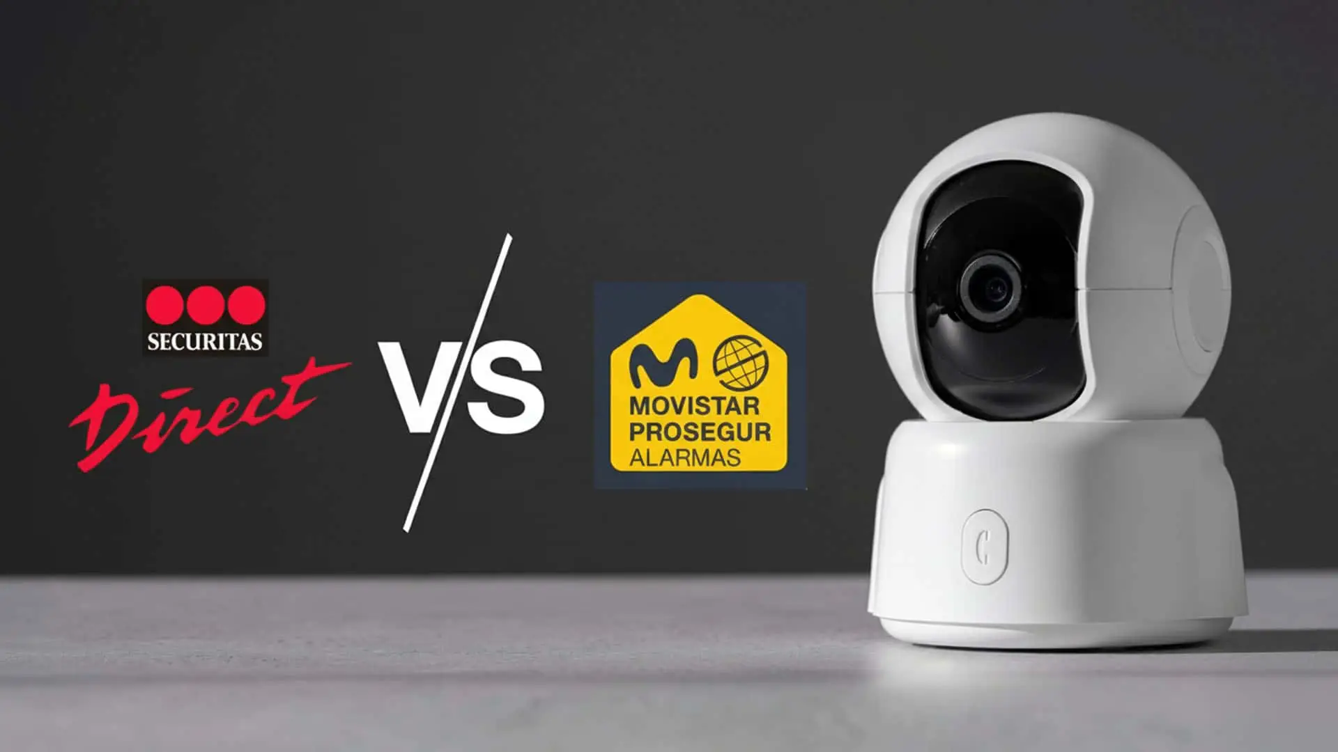 Securitas Direct vs Movistar Prosegur: así es la guerra de la publicidad en el sector de las alarmas Comparativa entre Securitas Direct y Movistar Prosegur Alarmas. Logos de las empresas junto a una cámara de vigilancia.