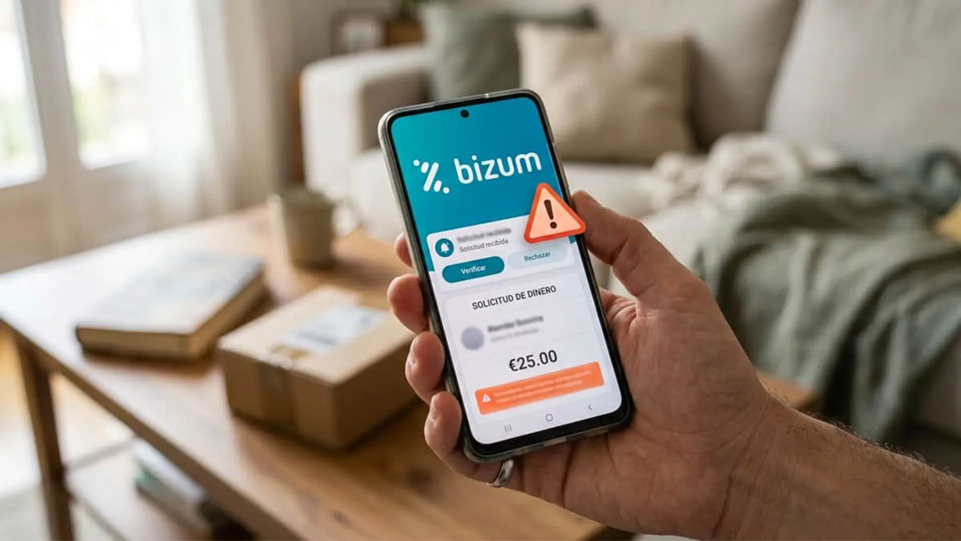 Aviso de timo de Bizum inverso en una solicitud de dinero de 25 euros