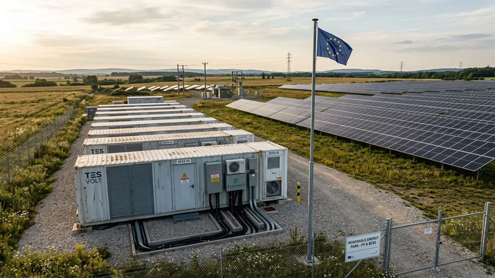 España entra en el top 5 europeo de baterías, claves para el auge solar en la UE Instalación de baterías y placas solares para almacenamiento de energía renovable en Europa