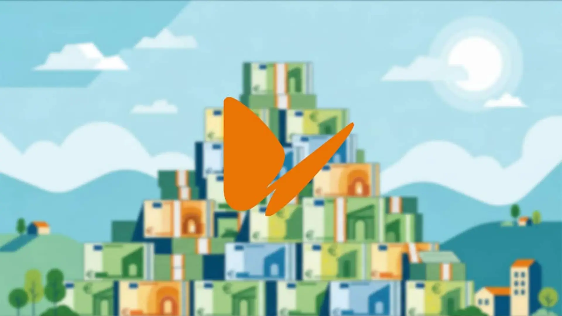 Montón de billetes de euro con el logotipo de Naturgy sobre la imagen