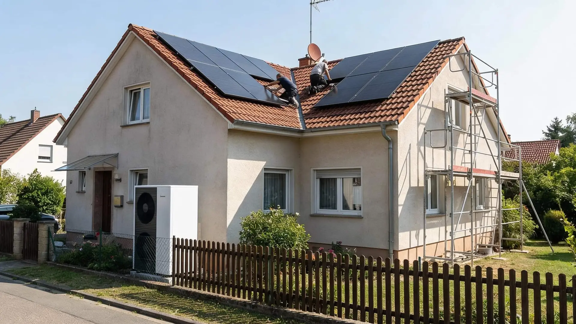 Rehabilitación energética en una vivienda unifamiliar con instalación de paneles solares y sistema de aerotermia.