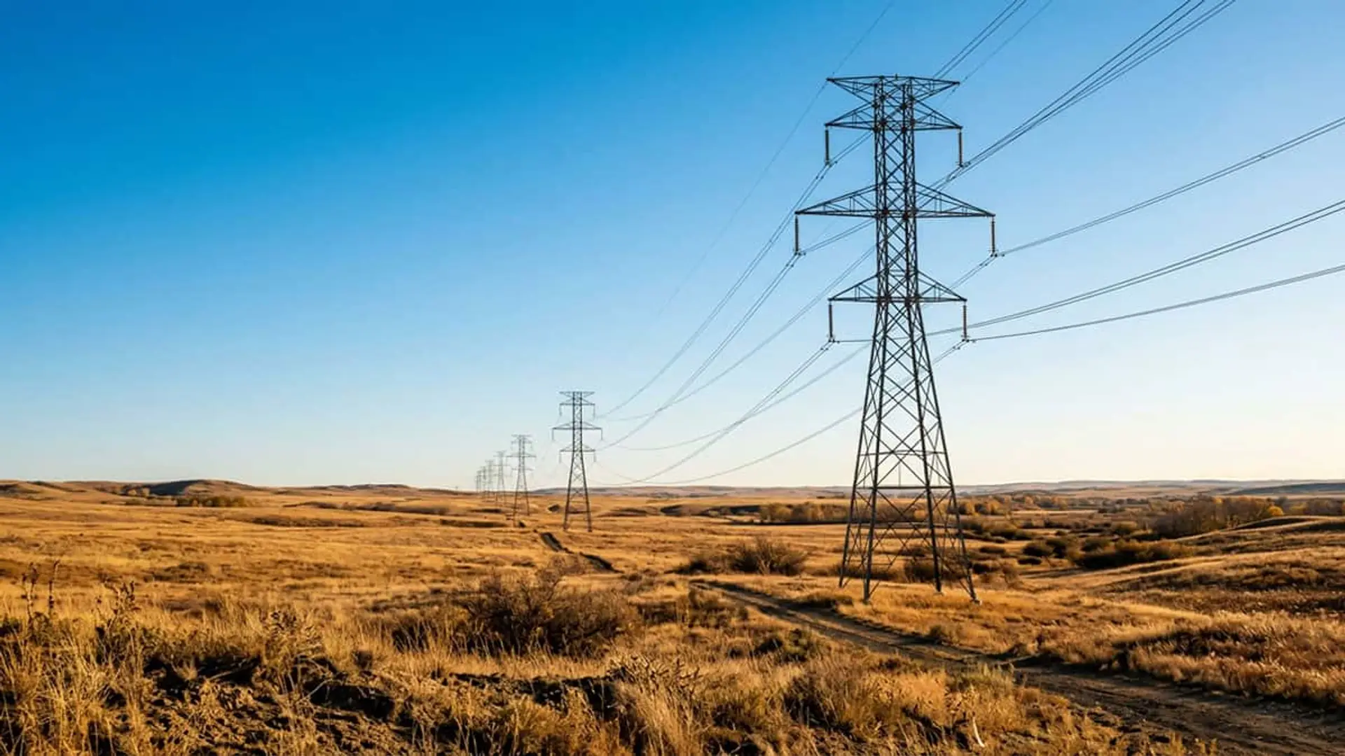 La industria quiere que todos paguemos parte de su factura de la luz: así te afectaría el cambio que estudia la CNMC Torres eléctricas y líneas de alta tensión en una llanura de vegetación seca