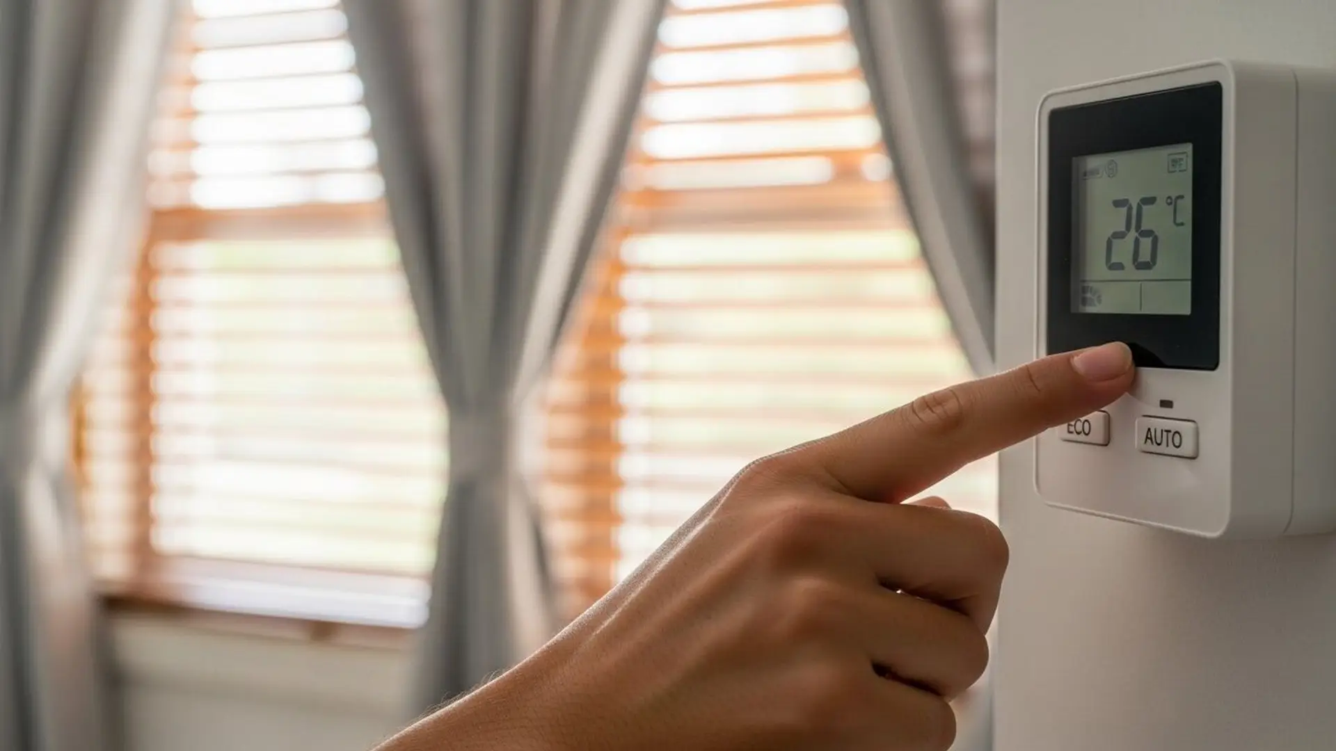 Termostato a 26 °C y modo Eco activado para ahorrar con el aire acondicionado en ola de calor