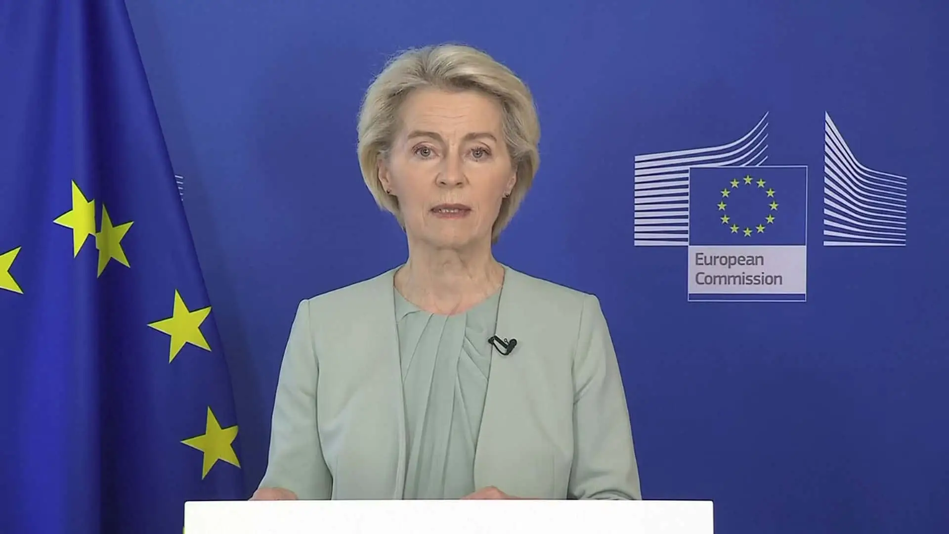 Ursula von der Leyen, presidenta de la Comisión Europea, durante una comparecencia oficial.