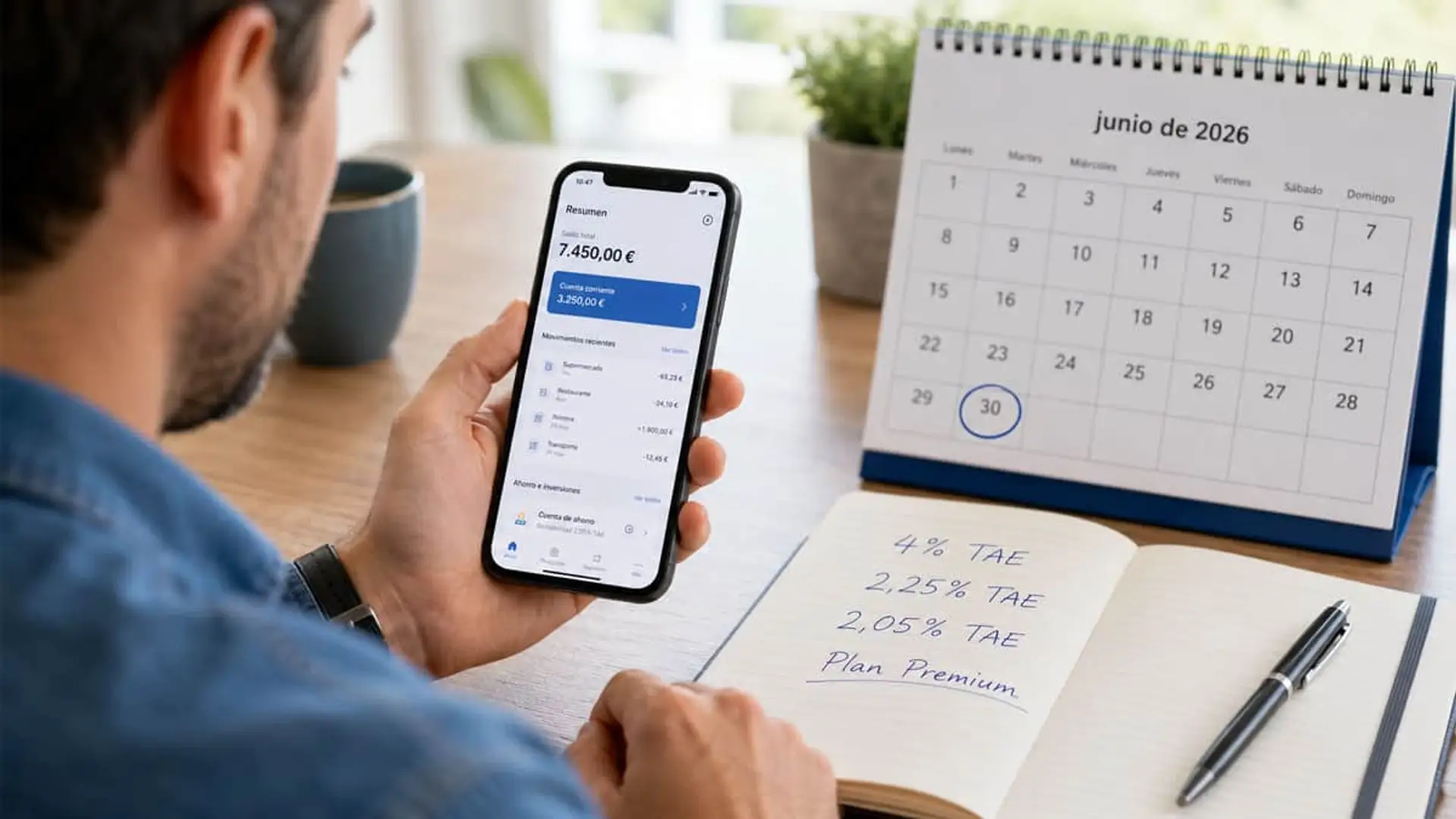 Cliente revisa banca online, saldo y tipos TAE antes del 30 de junio de 2026