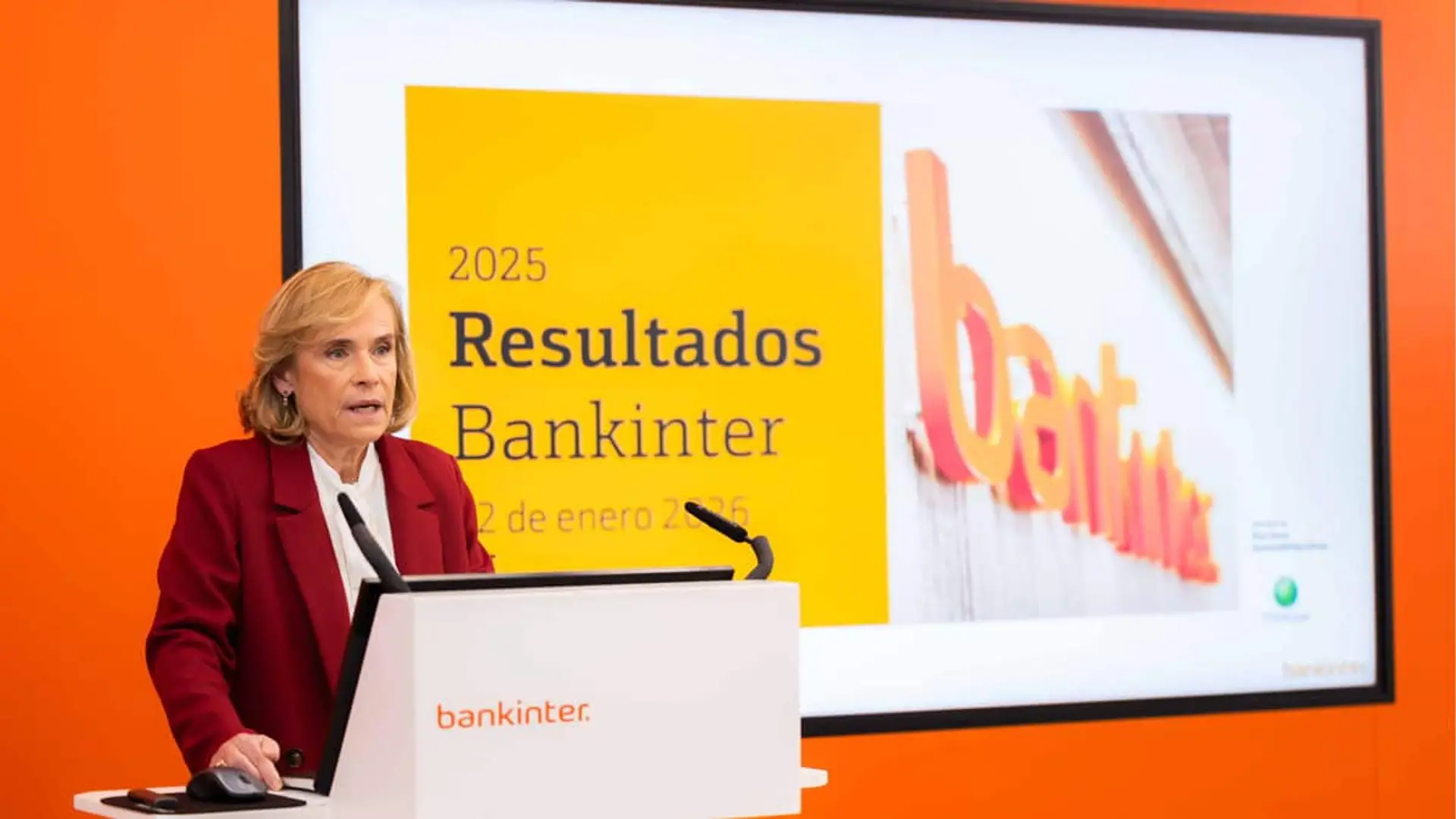 Gloria Ortiz durante la presentacion de los resultados de Bankinter 2025 en una rueda de prensa