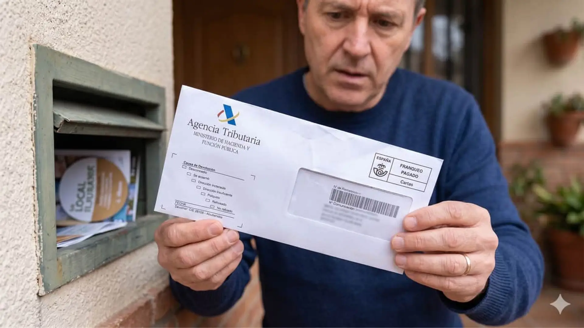 Renta 2025: los avisos de Hacienda llegan con IA, récord de declaraciones y una oleada de phishing que debes conocer Notificación de la Agencia Tributaria: hombre recibe una carta de Hacienda para la declaración de la Renta.