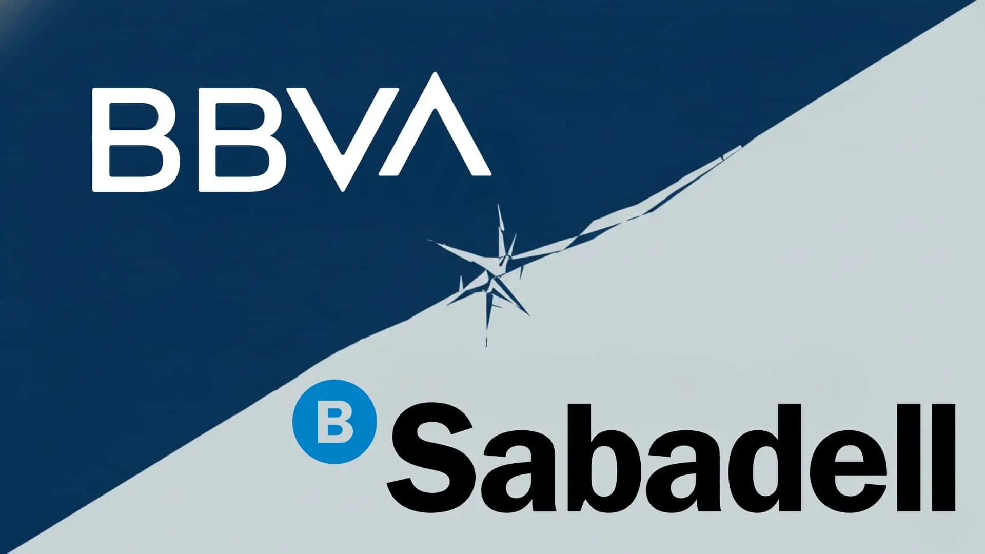 BBVA pierde la batalla, Sabadell gana prestigio: claves del fracaso de la OPA Logotipos de BBVA y Banco Sabadell enfrentados, representando la OPA hostil lanzada por BBVA para comprar Sabadell.