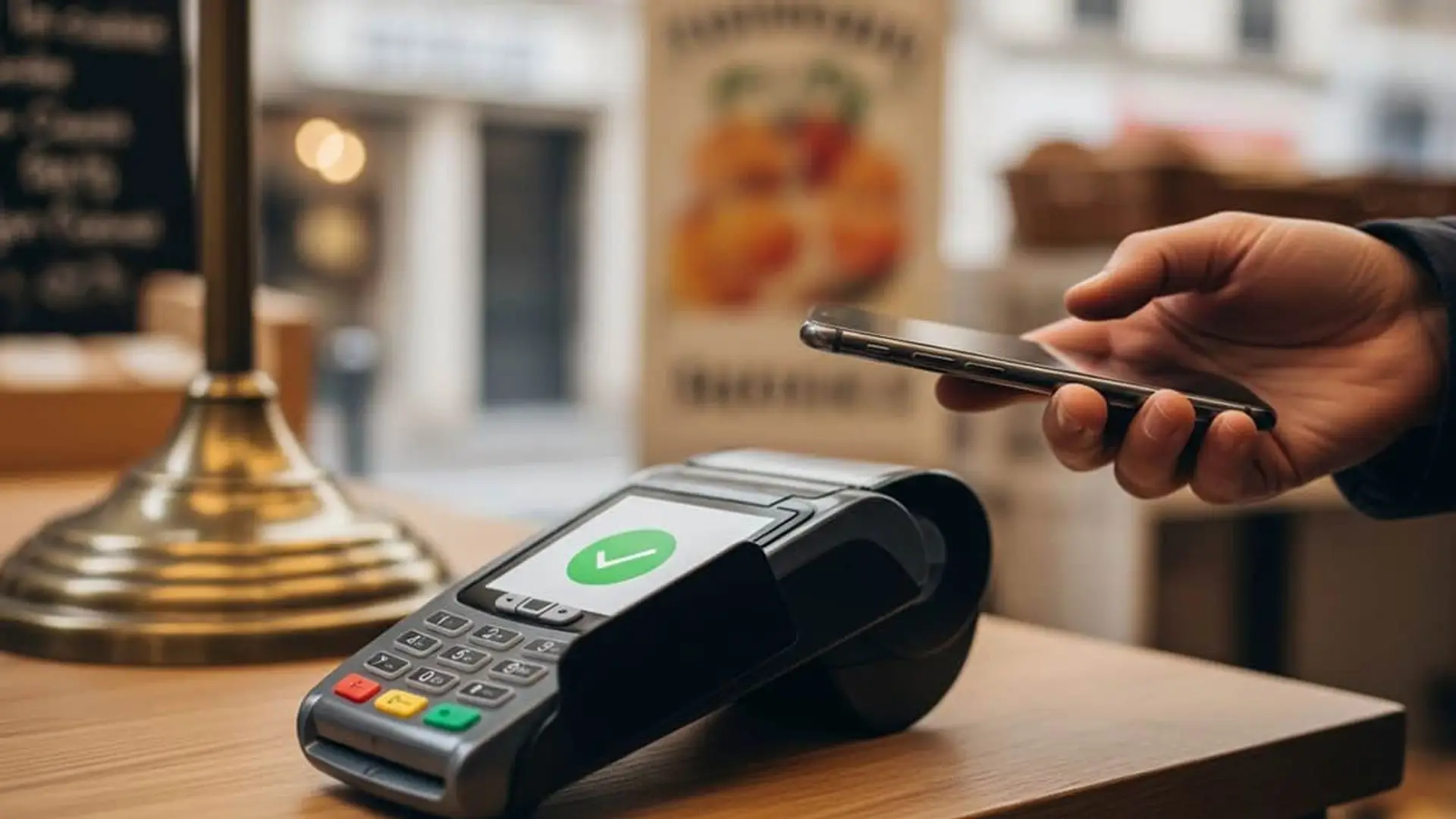 Pagar con el móvil en el extranjero: dónde funciona Apple Pay y Google Pay (y cómo prepararlo bien) Pago móvil sin contacto con smartphone en terminal de tarjeta dentro de una cafetería