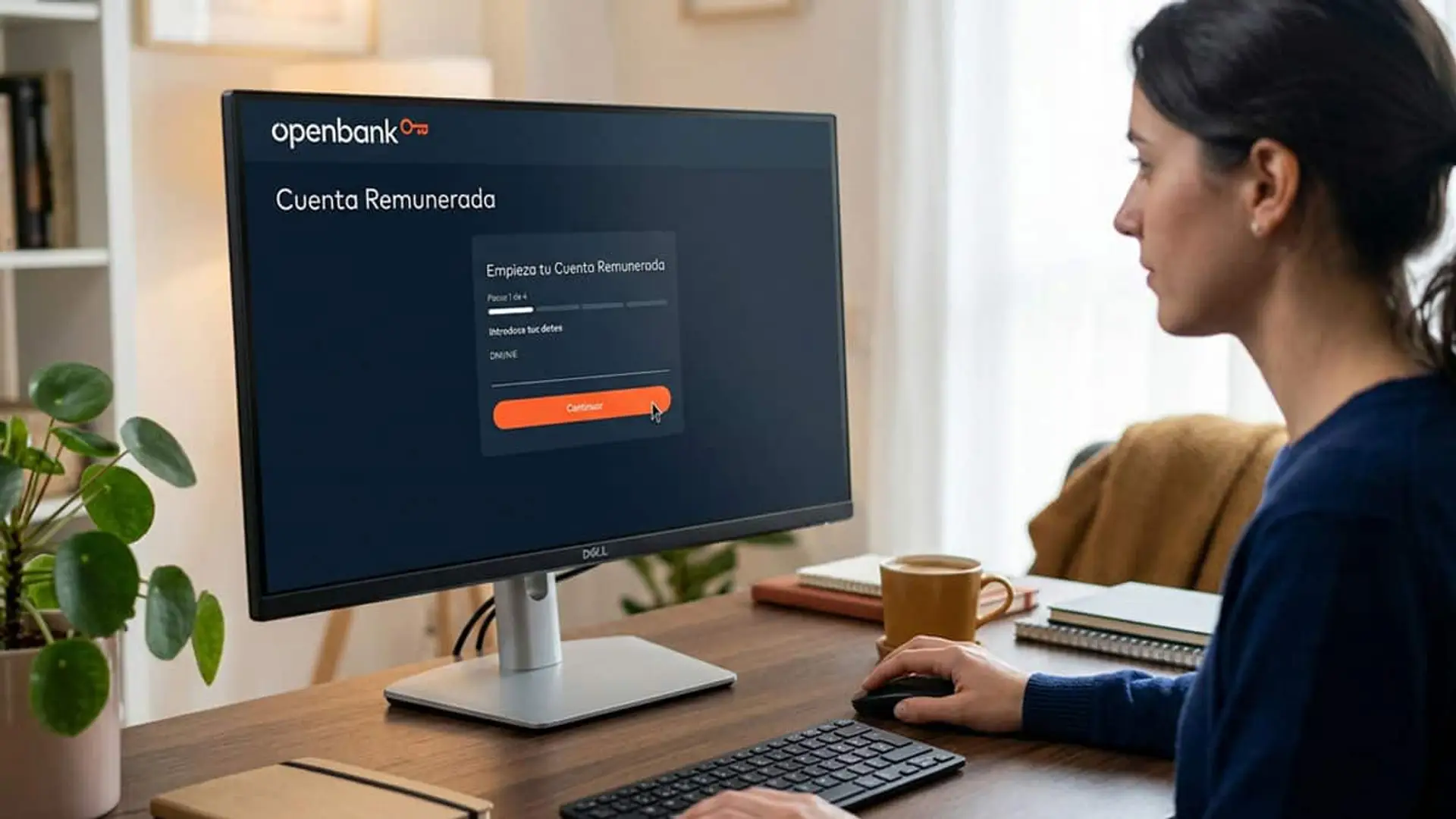 Persona creando una cuenta remunerada de Openbank en un ordenador de sobremesa