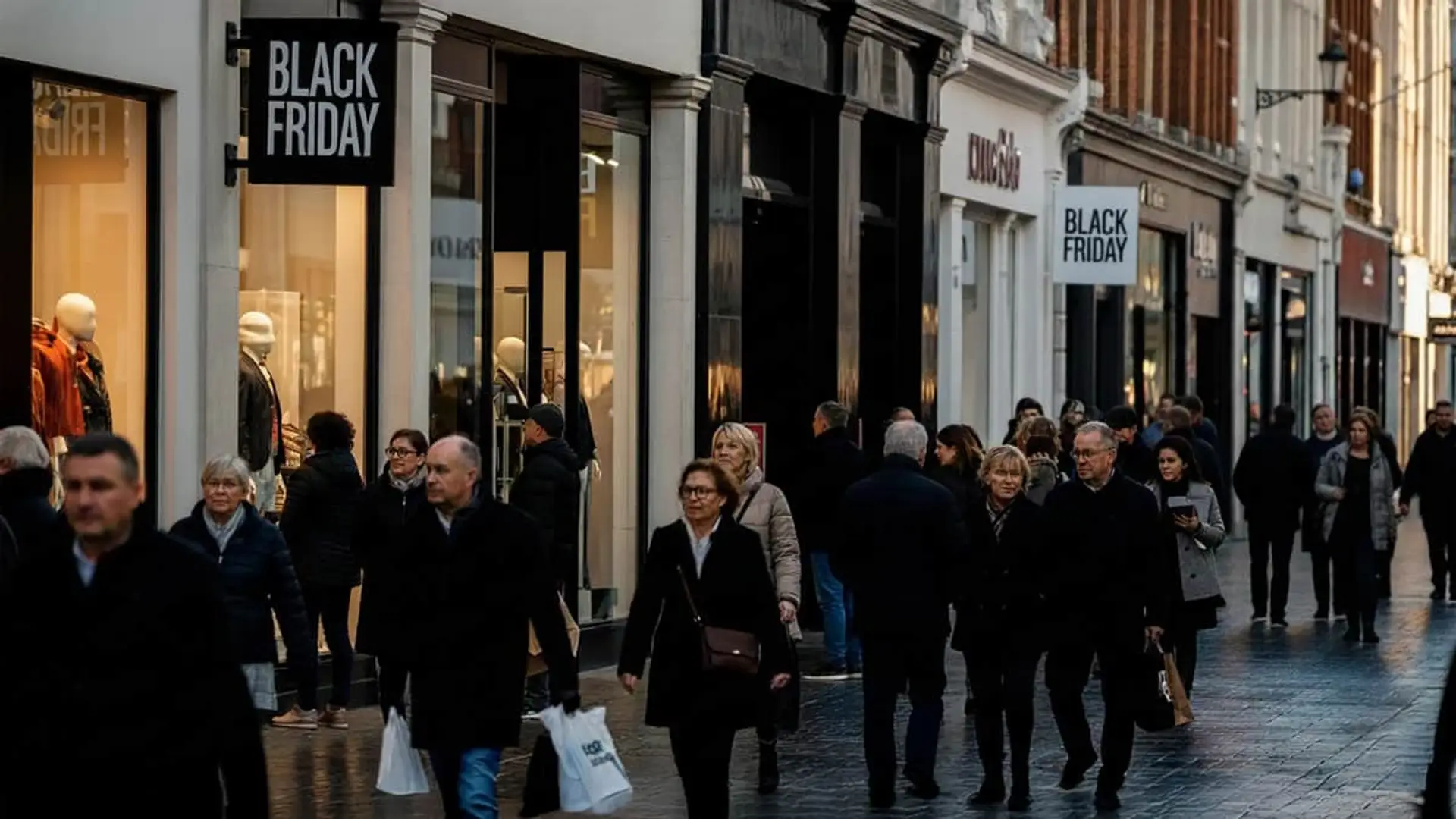La Justicia blinda el próximo Black Friday contra las rebajas falsas Gente de compras en una calle comercial durante el Black Friday.