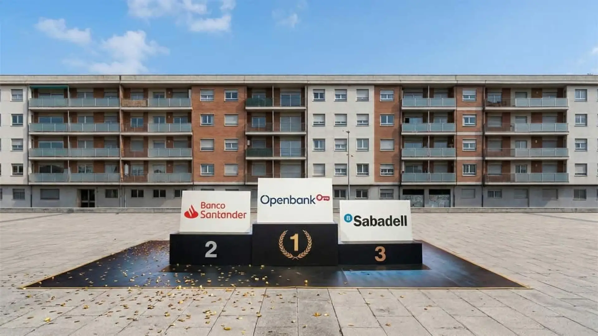 Las mejores hipotecas fijas más baratas de marzo 2026: desde el 2,42% mientras el euríbor vive en alerta Podio con Openbank, Banco Santander y Banco Sabadell como las mejores hipotecas, con un bloque de viviendas de fondo