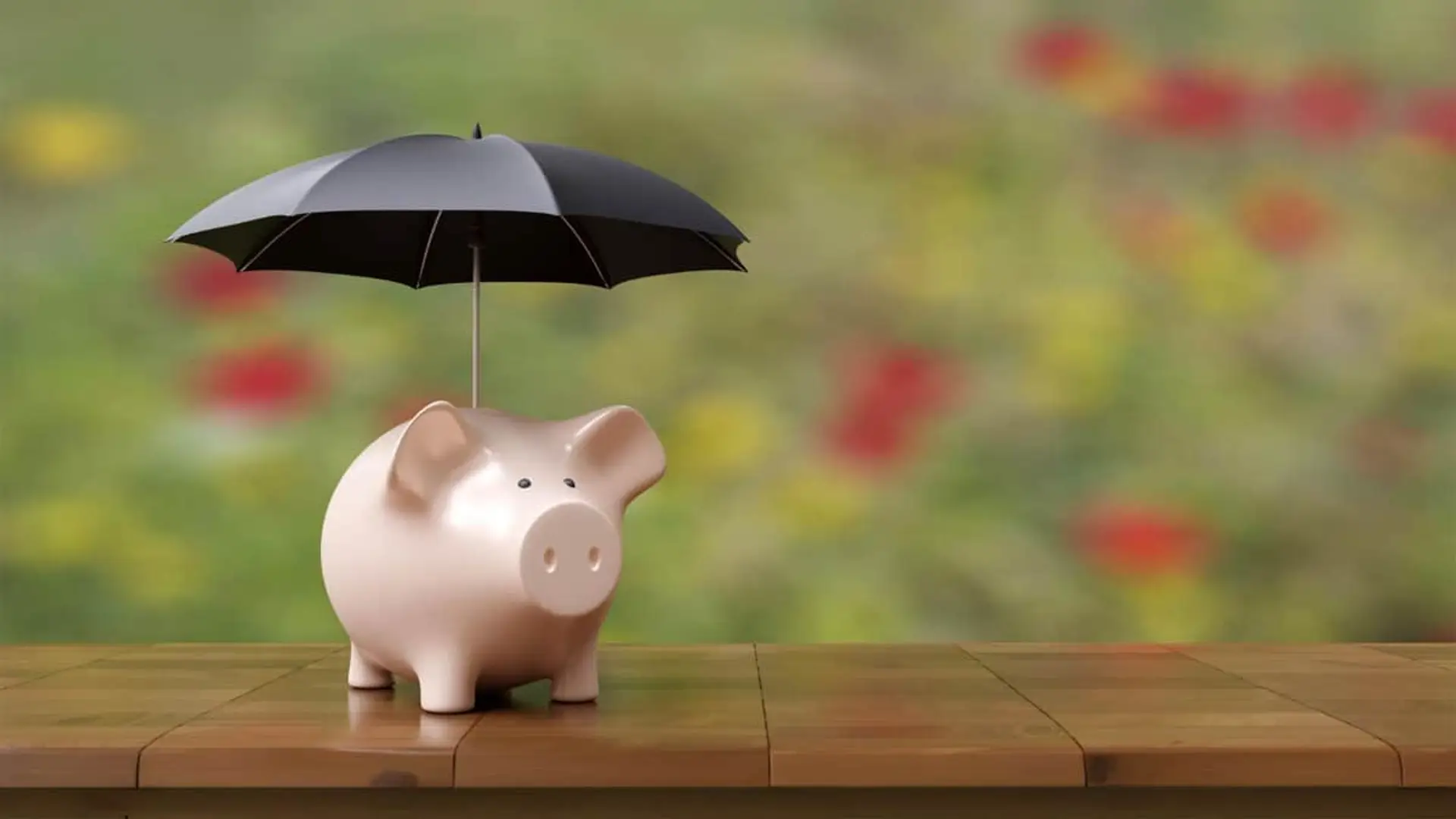 El ahorro en seguros llega a los 290.000 millones y las rentas vitalicias se disparan: el cambio de mentalidad que explica los datos Hucha bajo un paraguas representando la protección de los ahorros y la seguridad financiera de los planes de pensiones.