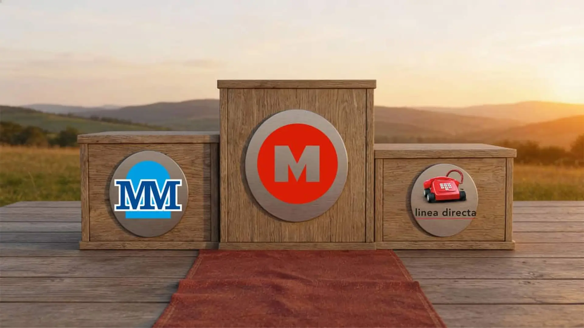 Mapfre, Mutua Madrileña y Línea Directa encabezan el podio de las aseguradoras con mejor reputación Podio con los logotipos de Mapfre, Mutua Madrileña y Línea Directa representando el ranking de aseguradoras en España.