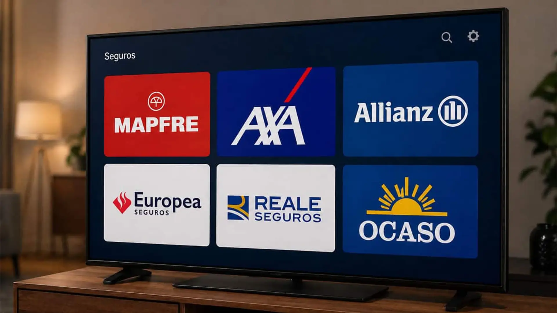 elevisor mostrando una interfaz con los logotipos de Mapfre, AXA, Allianz, Europea Seguros, Reale Seguros y Ocaso
