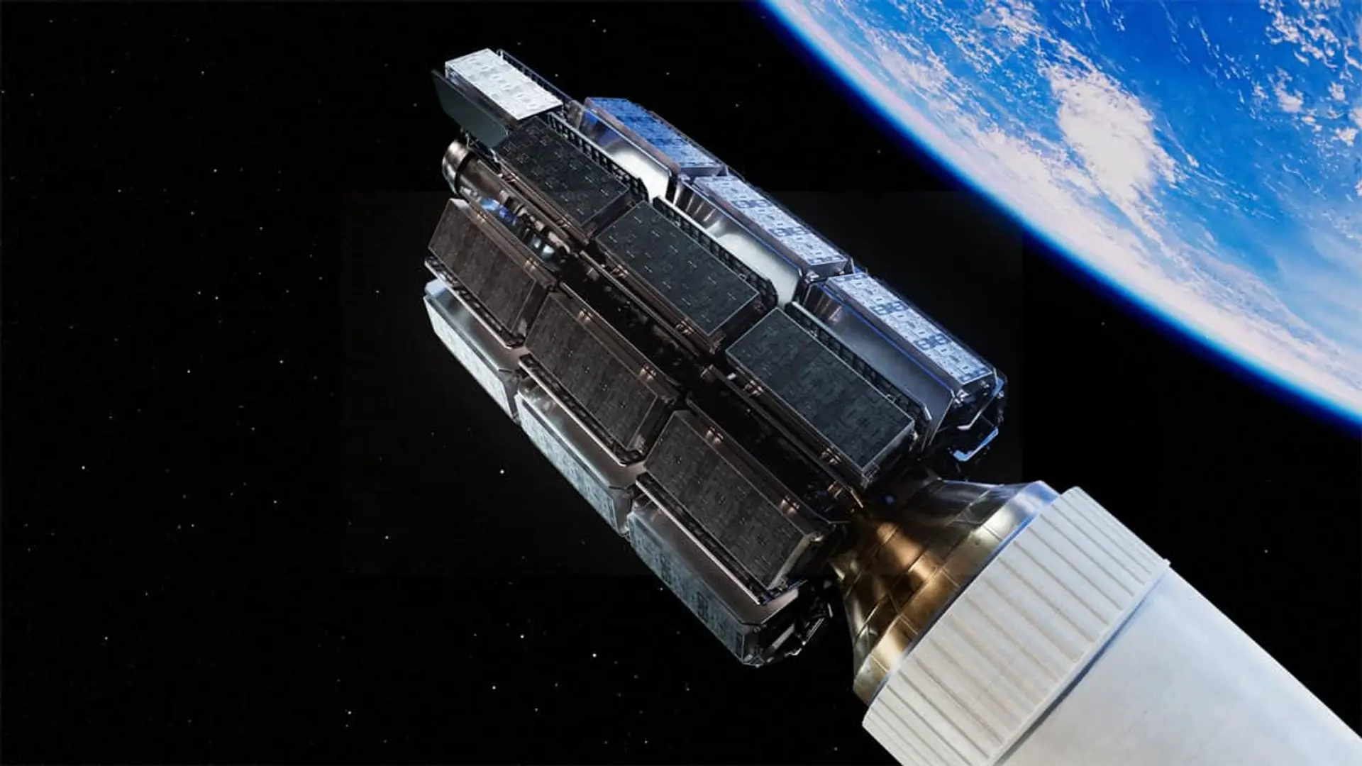 Satélites de Amazon LEO orbitando la Tierra para ofrecer conectividad global a internet desde el espacio.