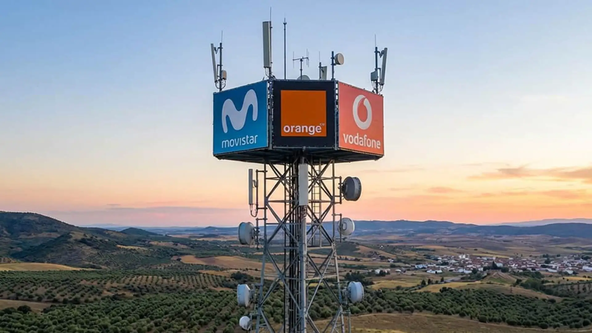Antena de telecomunicaciones compartida por Movistar, Orange y Vodafone.