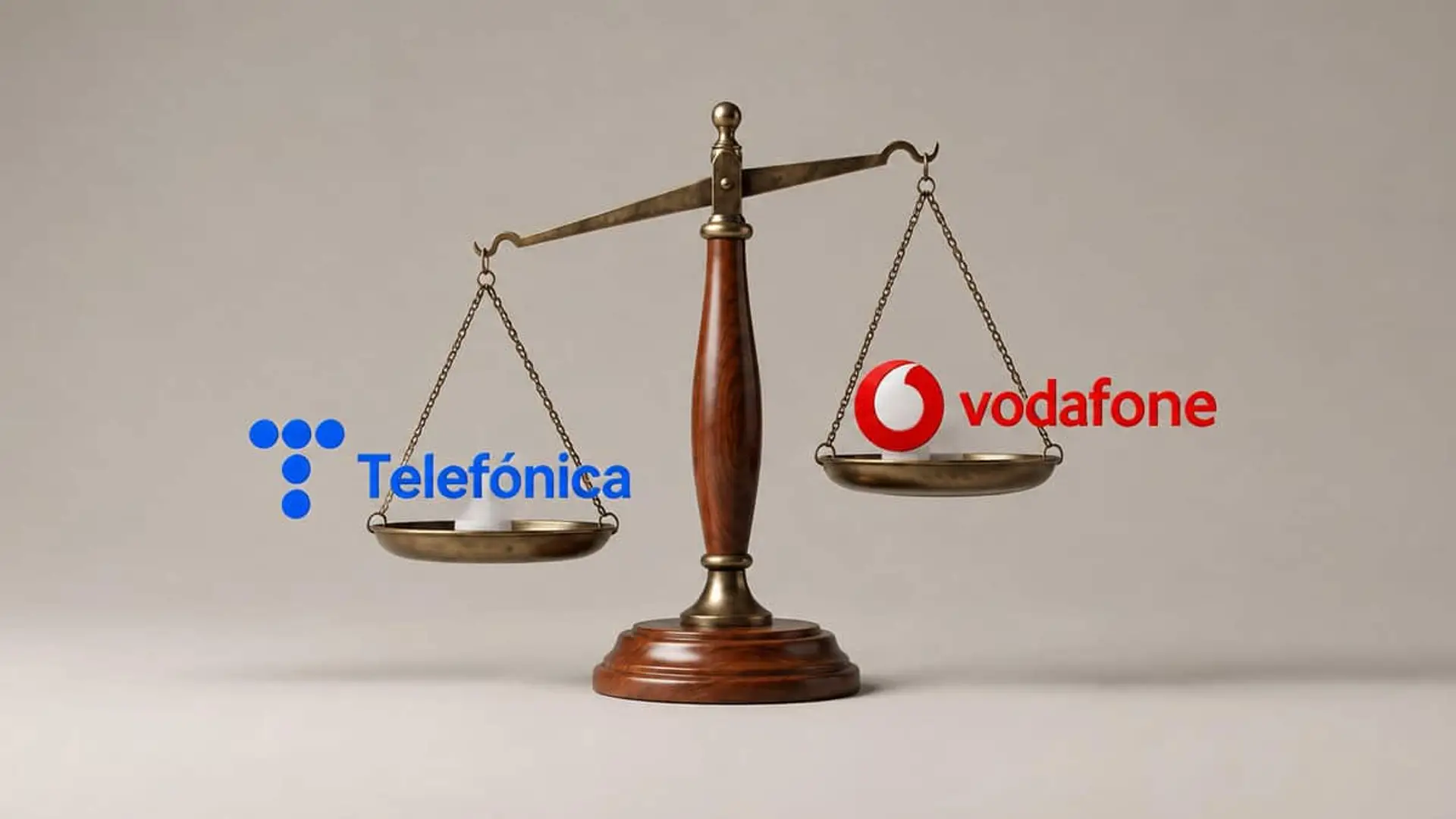 Telefónica reactiva la compra de Vodafone a Zegona, pero ahora vale mucho más Balanza con los logotipos de Telefónica y Vodafone