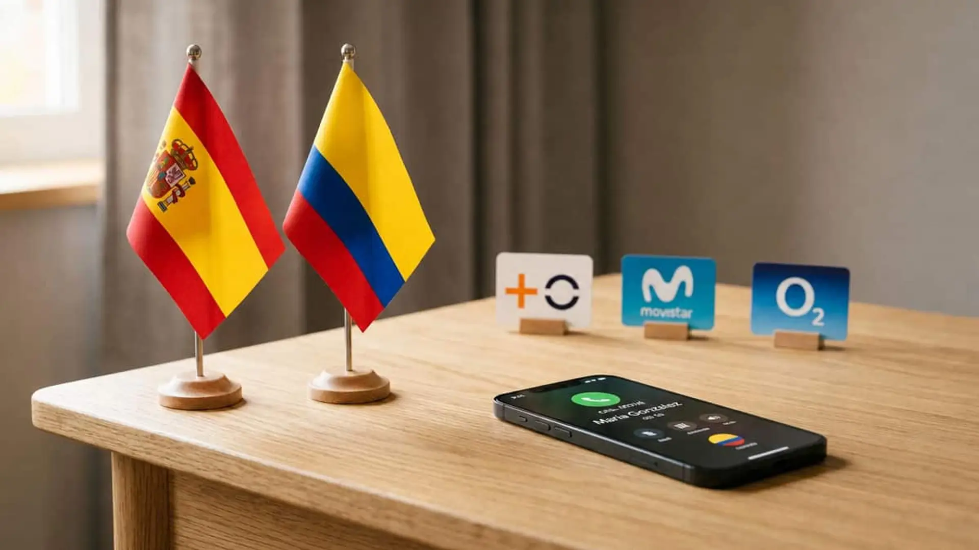 MasOrange, Movistar y O2 eliminan el coste de llamadas, SMS y roaming con Colombia tras el terremoto Banderas de España y Colombia junto a un móvil y los logotipos de MasOrange, Movistar y O2