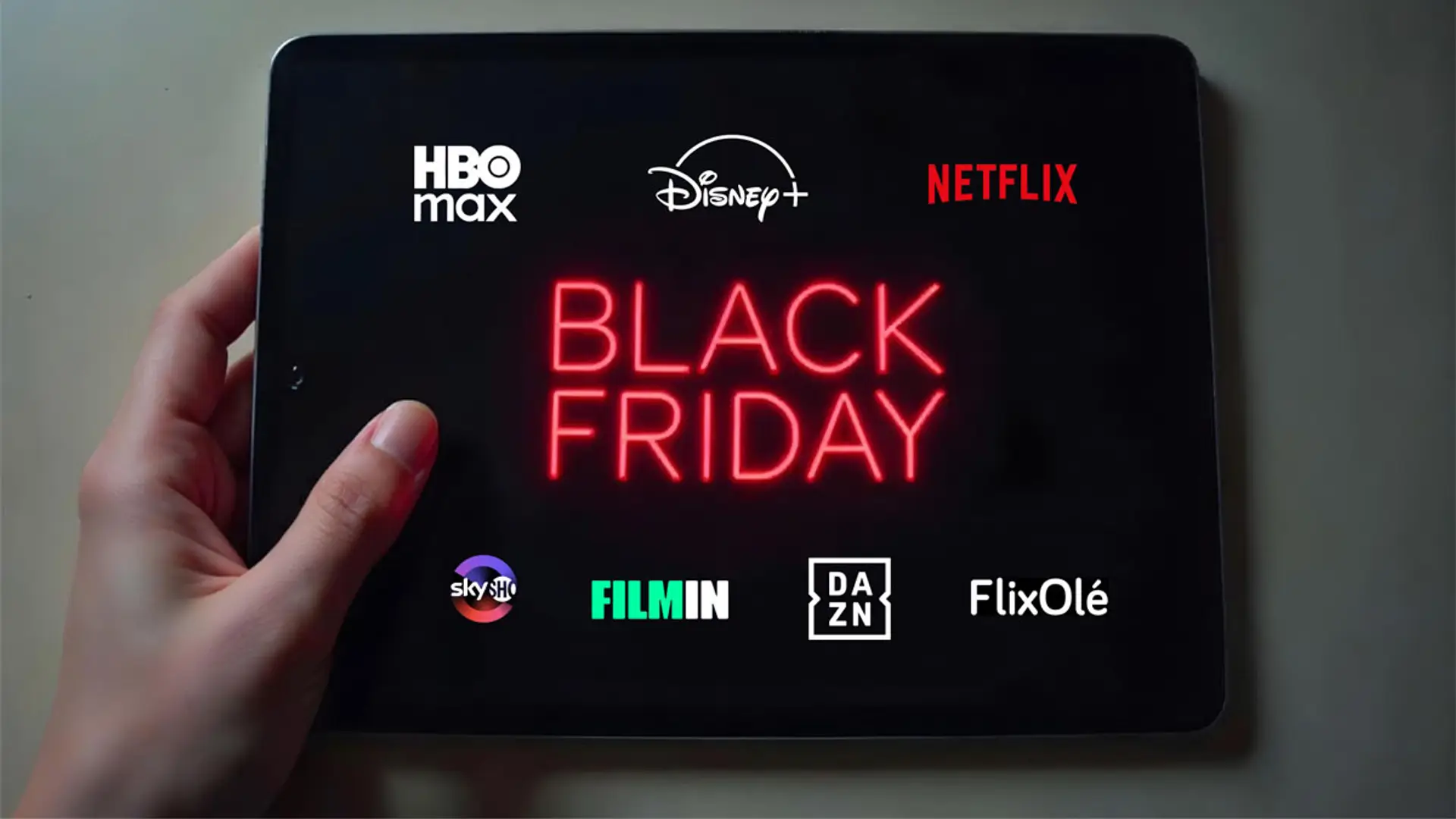 El streaming se adelanta al Black Friday 2025: ahorra hasta 300 euros en tus suscripciones a plataformas Ofertas de Black Friday en plataformas de streaming: Netflix, HBO Max, Disney+, Filmin y más en una tablet.