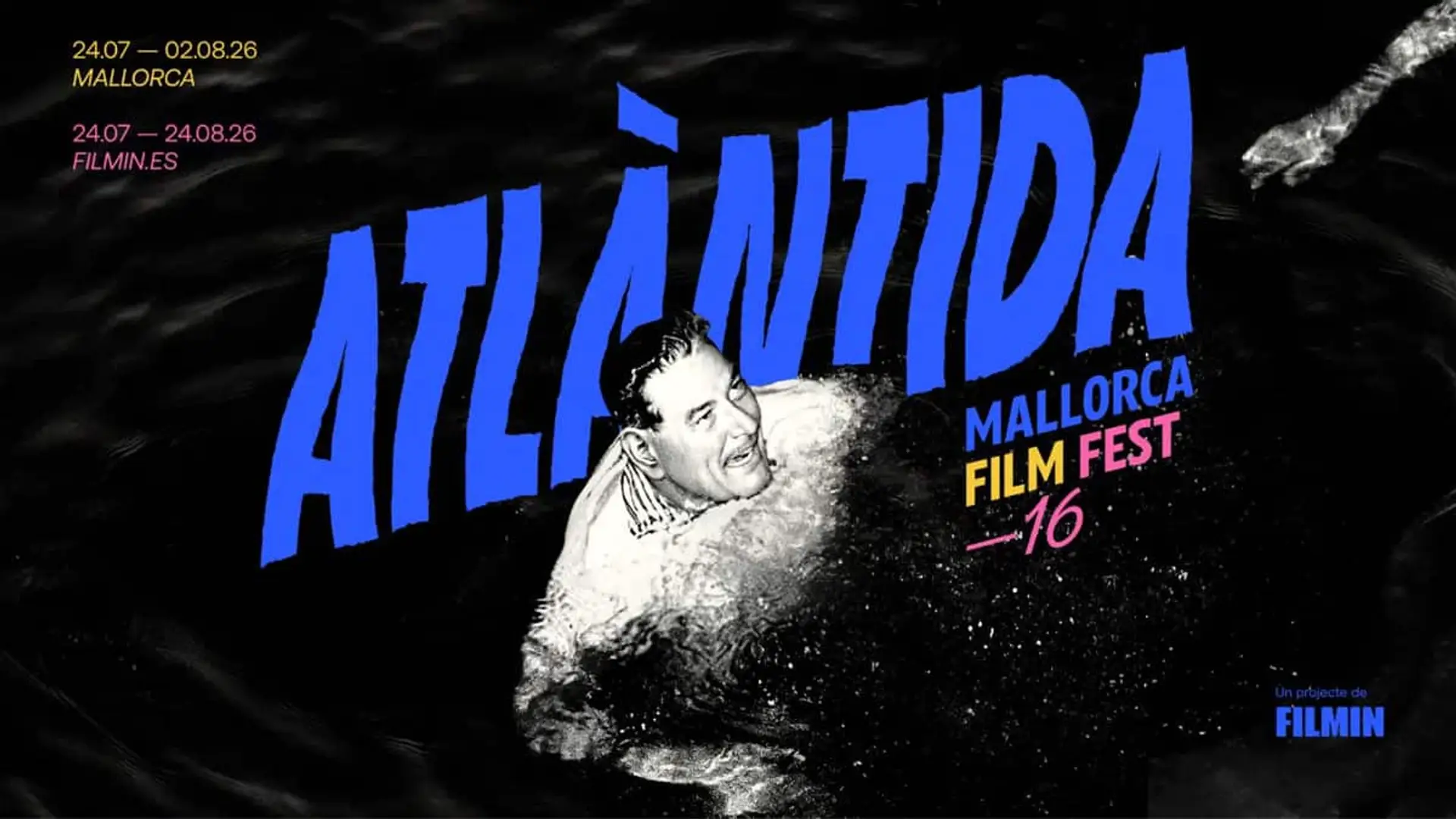 Filmin convierte julio en su mes de estrenos más potente: Sorogoyen, Loznitsa y el Atlántida Film Fest Cartel del Atlàntida Mallorca Film Fest 2026 con Errol Flyn en el agua y texto del festival sobre fondo negro