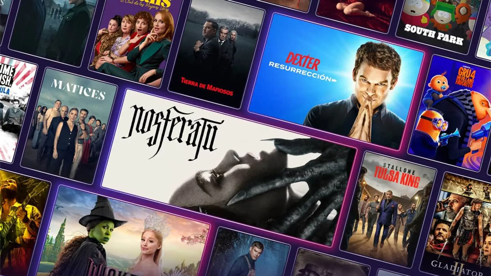 SkyShowtime lanza su mejor oferta del año: así puedes contratar sus planes sin anuncios con descuento Collage del catálogo de SkyShowtime con películas y series como Nosferatu, Dexter, Tulsa King y Wicked.