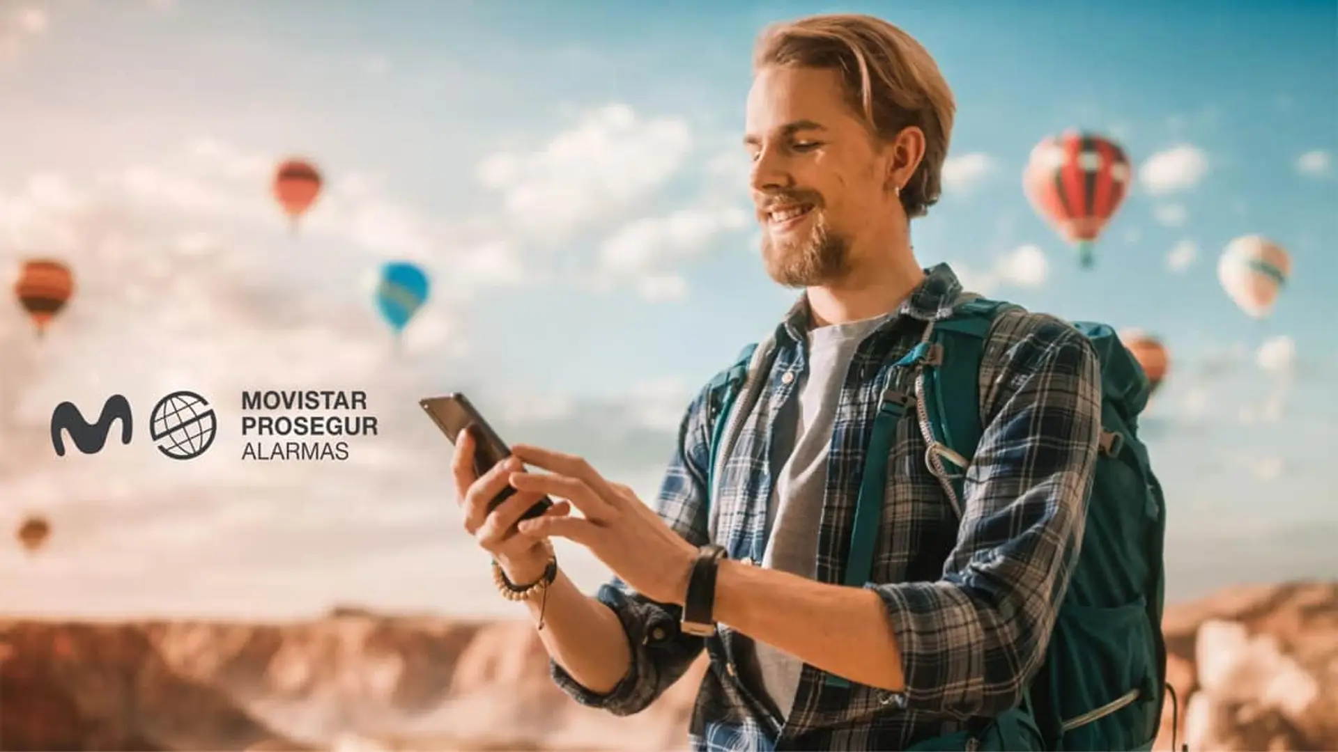 Promoción de Movistar Prosegur Alarmas con tres días de datos gratis en eSIM para viajar.