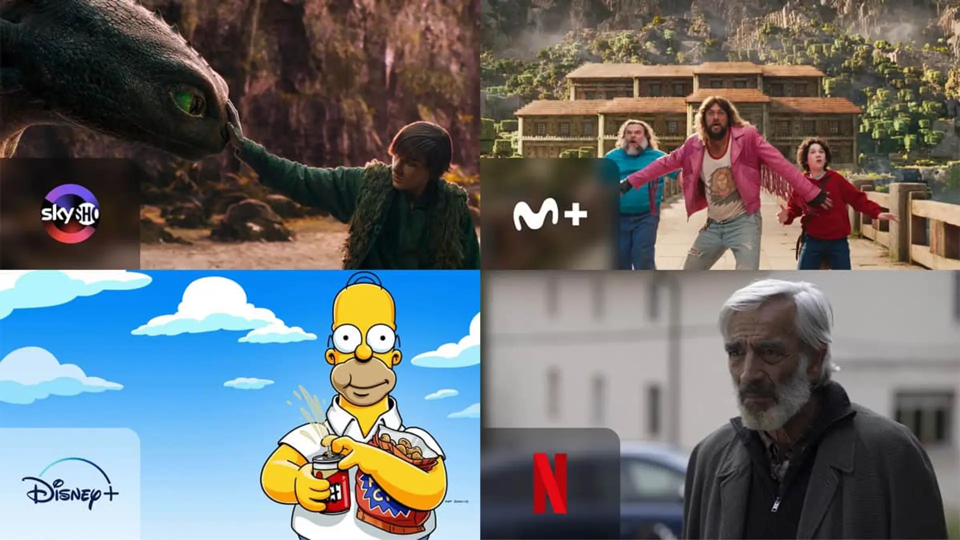 Estrenos en Netflix, Disney+, Prime Video, HBO Max y Movistar Plus+ del 22 al 28 de diciembre Collage con los estrenos de streaming Innato (Netflix), Minecraft (Movistar Plus+), Cómo entrenar a tu dragón (SkyShowtime) y Los Simpson (Disney+).