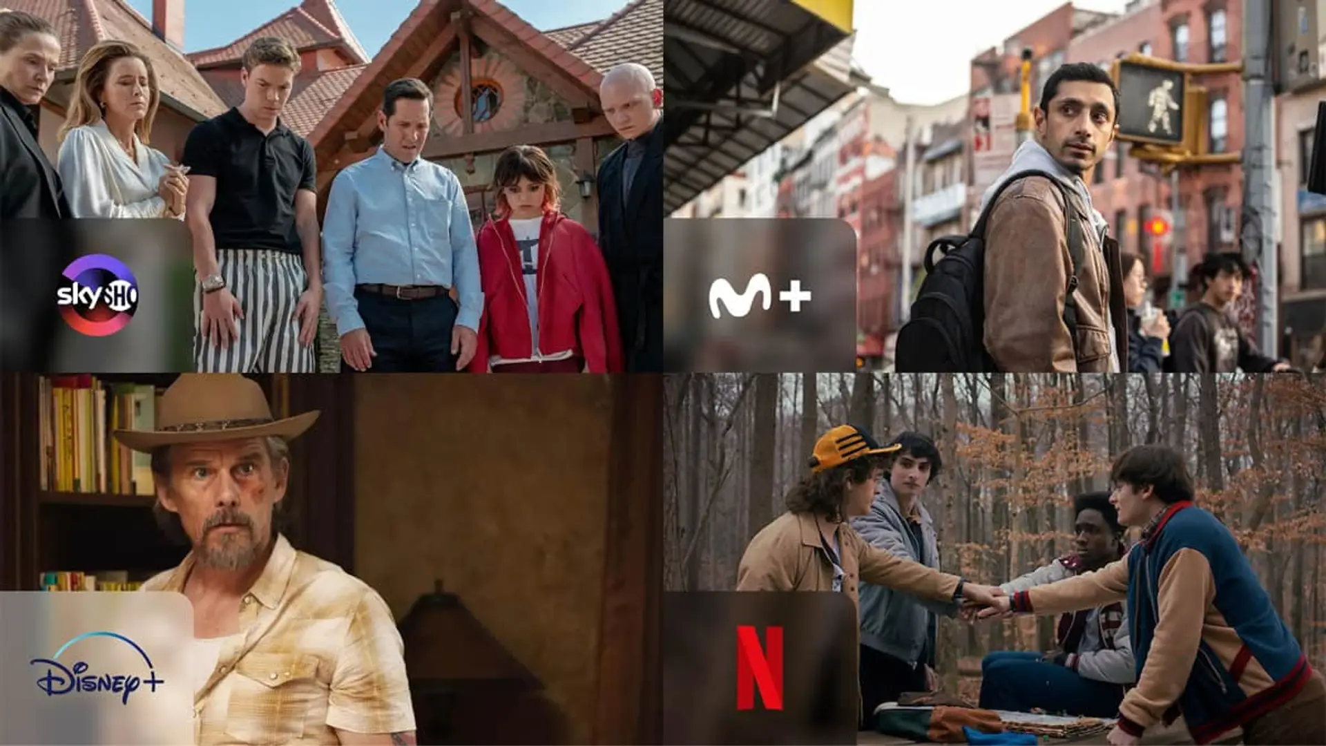 Estrenos de fin de semana en Netflix, HBO Max, Disney+ y Prime Video: qué ver del 26 al 28 de diciembre Collage con los estrenos de streaming Stranger Things (Netflix), Relay (Movistar Plus+), Verdades ocultas (Disney+) y La muerte del unicornio (SkyShowtime).