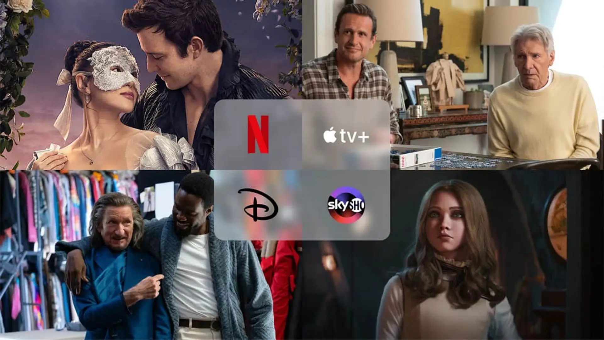 Estrenos en Netflix, Disney+, Prime Video, HBO Max y Movistar Plus+ del 26 de enero al 1 de febrero Collage con los estrenos Los Bridgerton (Netflix), Terapia sin filtro (Apple TV), M3GAN 2.0 (SkyShowtime) y Wonder Man (Disney+).